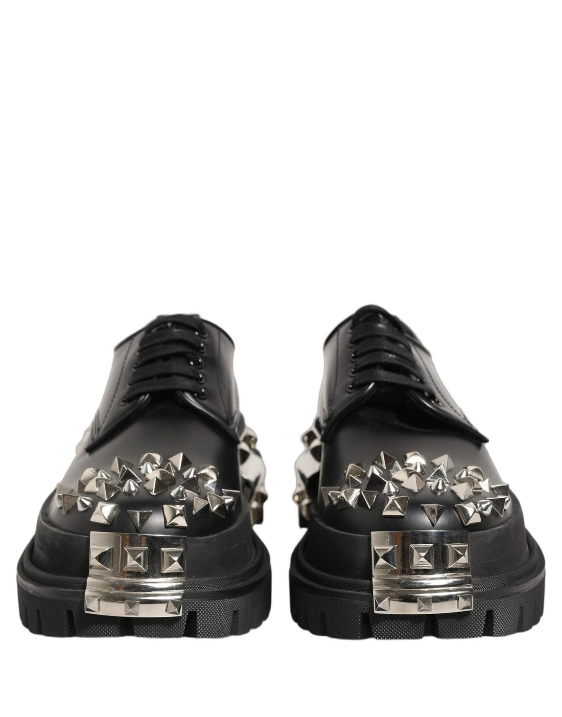 Dolce & Gabbana Black Leather Studded Hi - Trekking Derby Shoes - RIMODA
