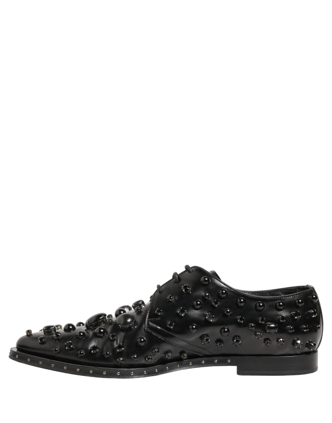 Dolce & Gabbana Black Leather Studded Men Formal Derby Shoes - RIMODA