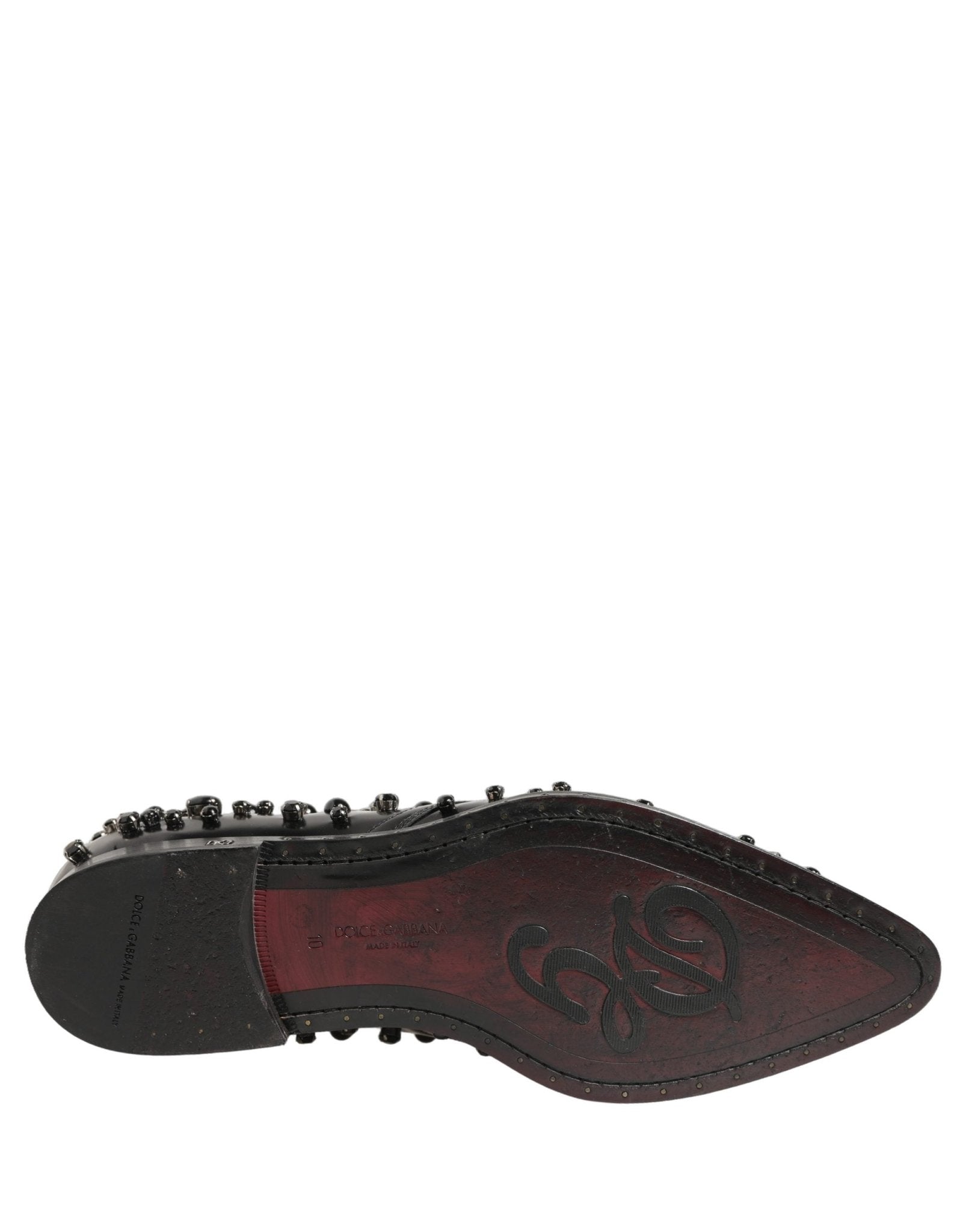 Dolce & Gabbana Black Leather Studded Men Formal Derby Shoes - RIMODA