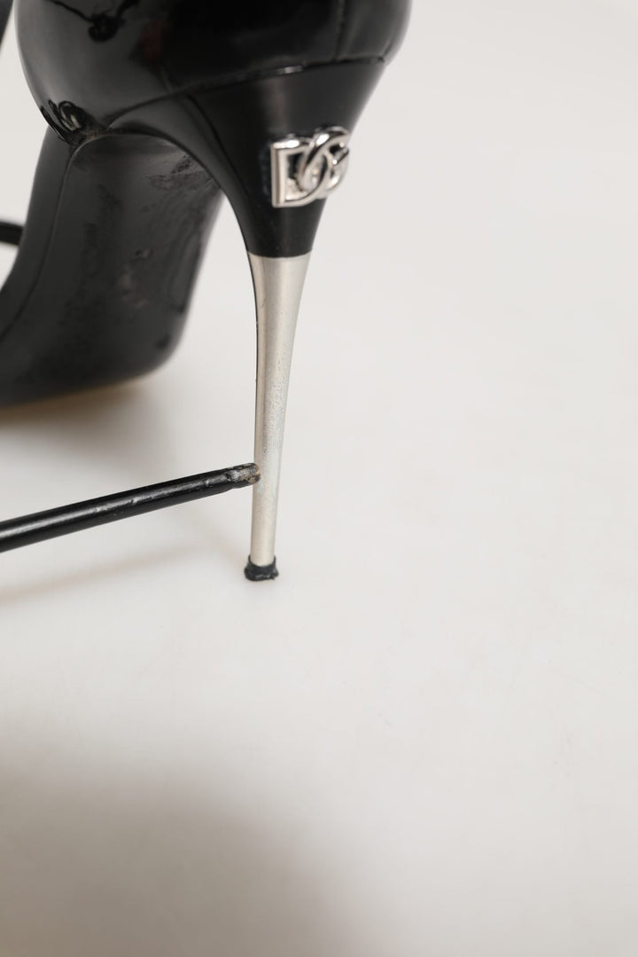 Dolce & Gabbana Black Leather T - strap Heels Sandals Shoes - RIMODA