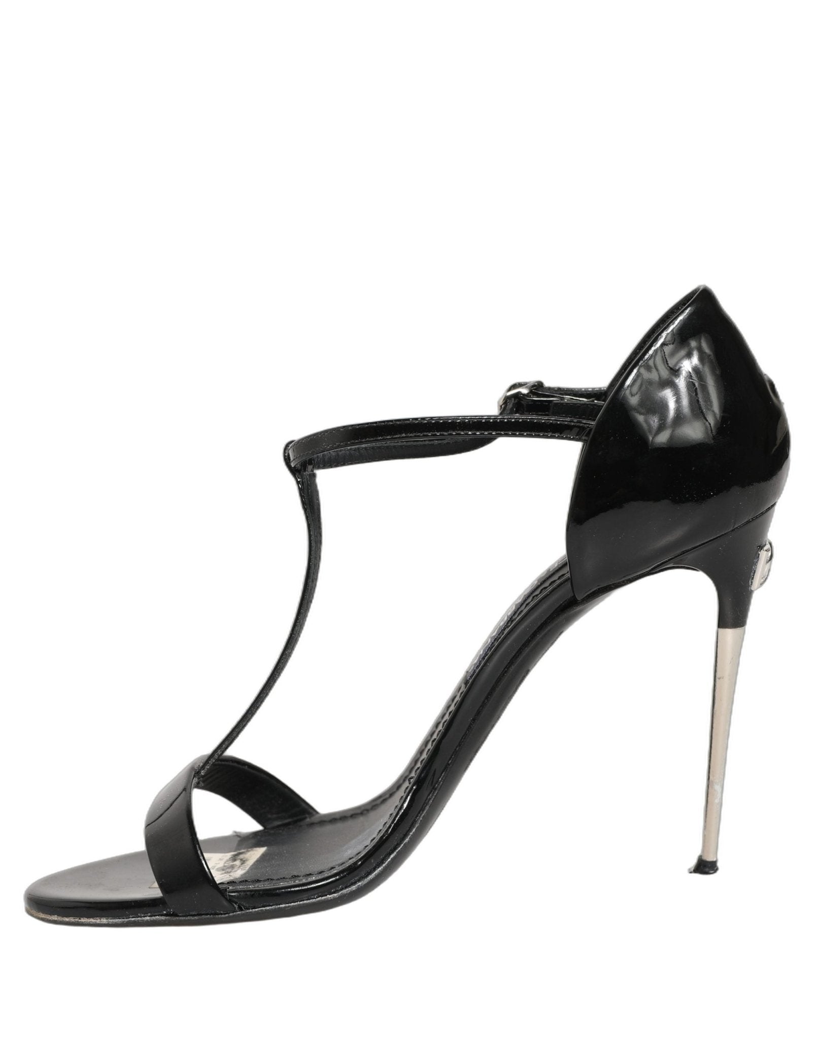 Dolce & Gabbana Black Leather T - strap Heels Sandals Shoes - RIMODA
