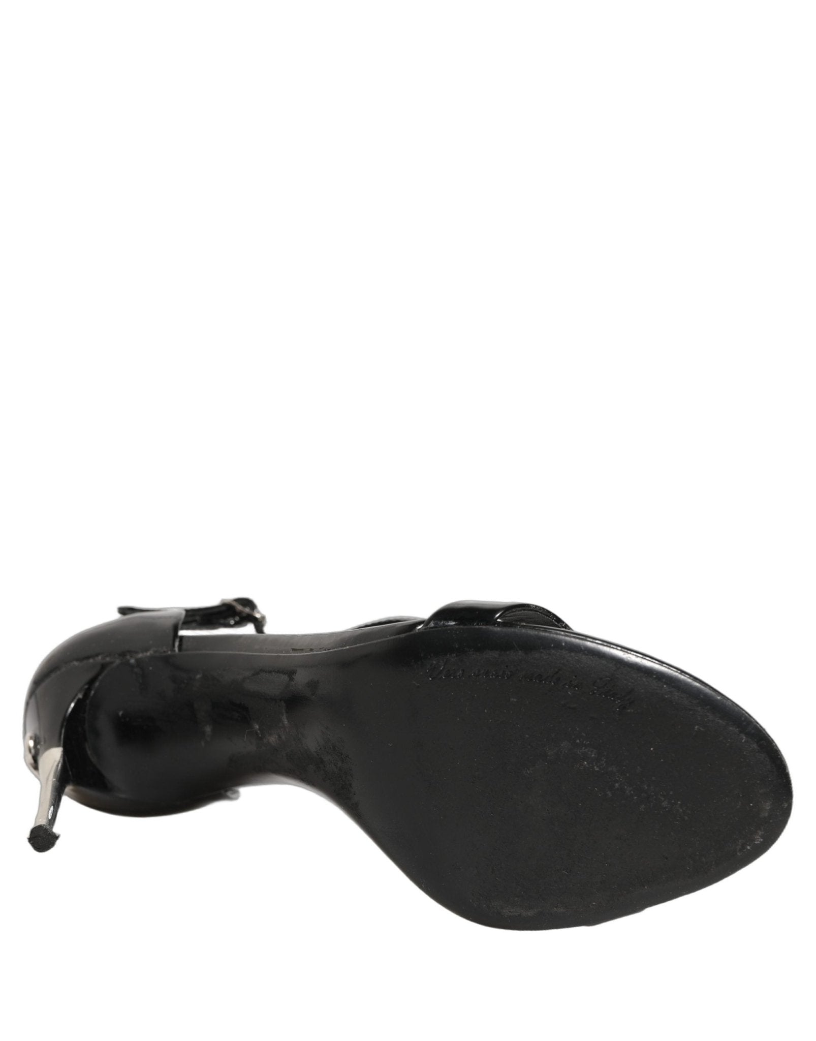 Dolce & Gabbana Black Leather T - strap Heels Sandals Shoes - RIMODA