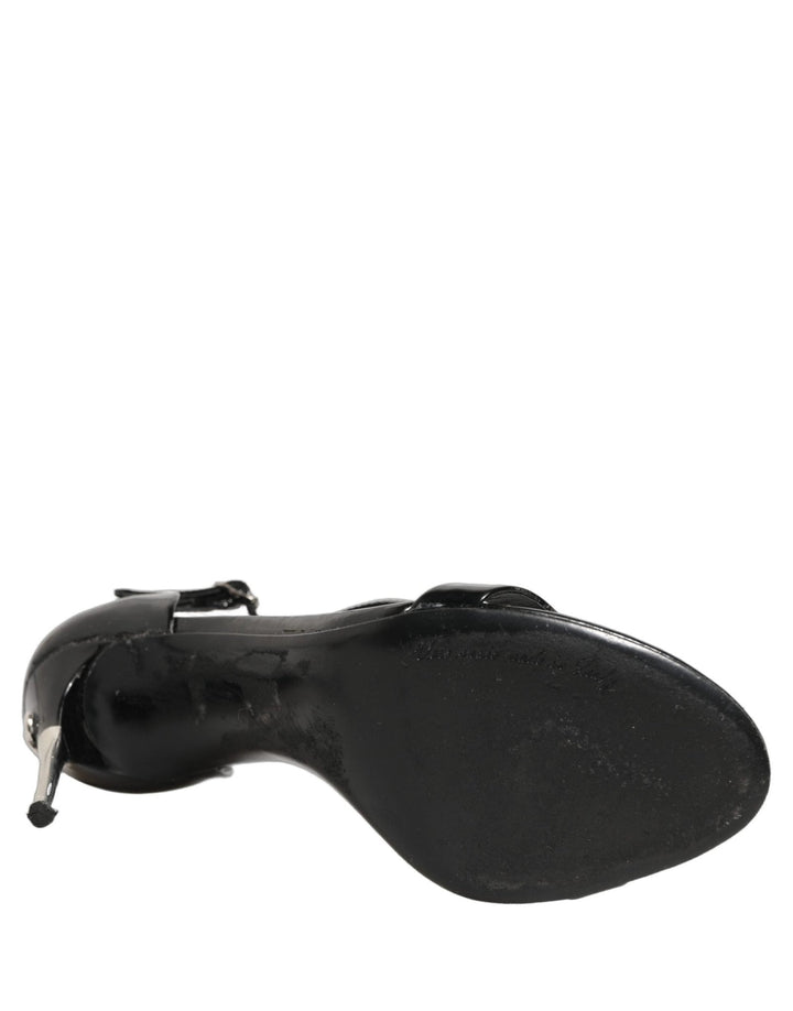 Dolce & Gabbana Black Leather T - strap Heels Sandals Shoes - RIMODA