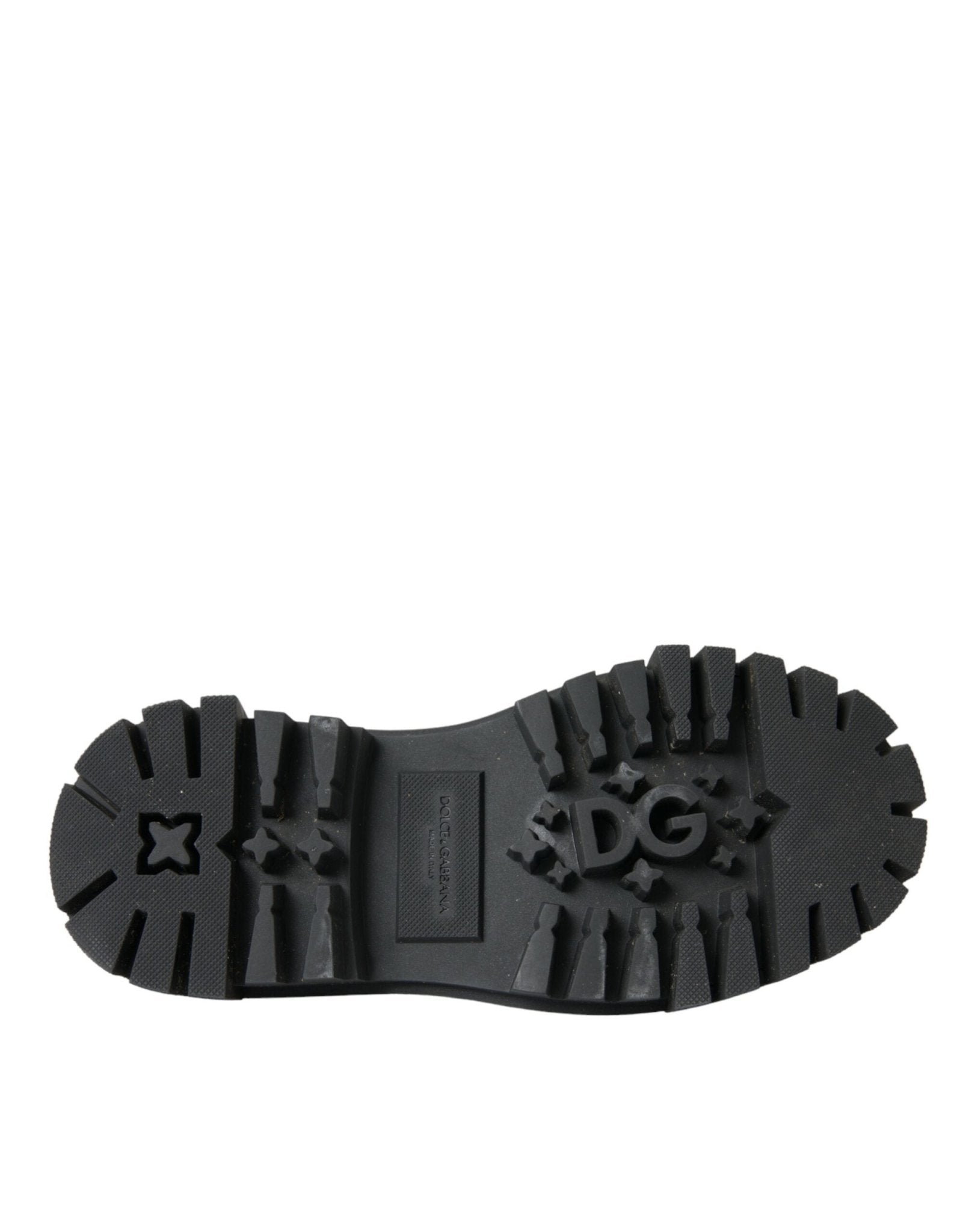 Dolce & Gabbana Black Leather Trekking Derby Embellished Shoes - RIMODA