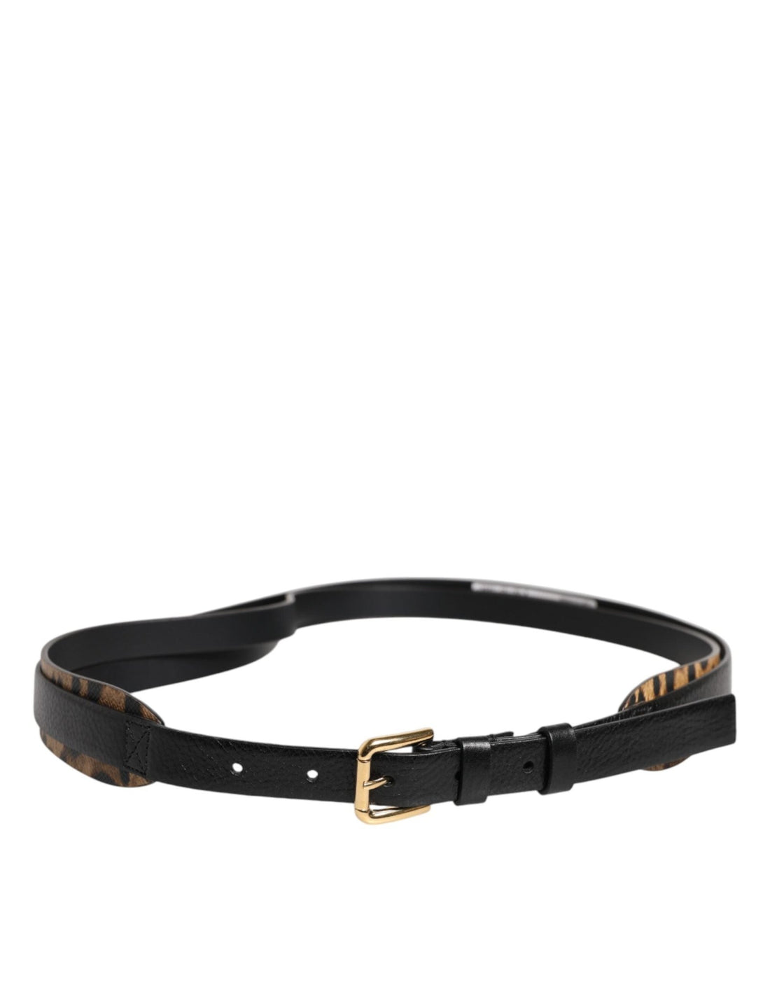 Dolce & Gabbana Black Leopard Classic Gold Metal Buckle Belt - RIMODA