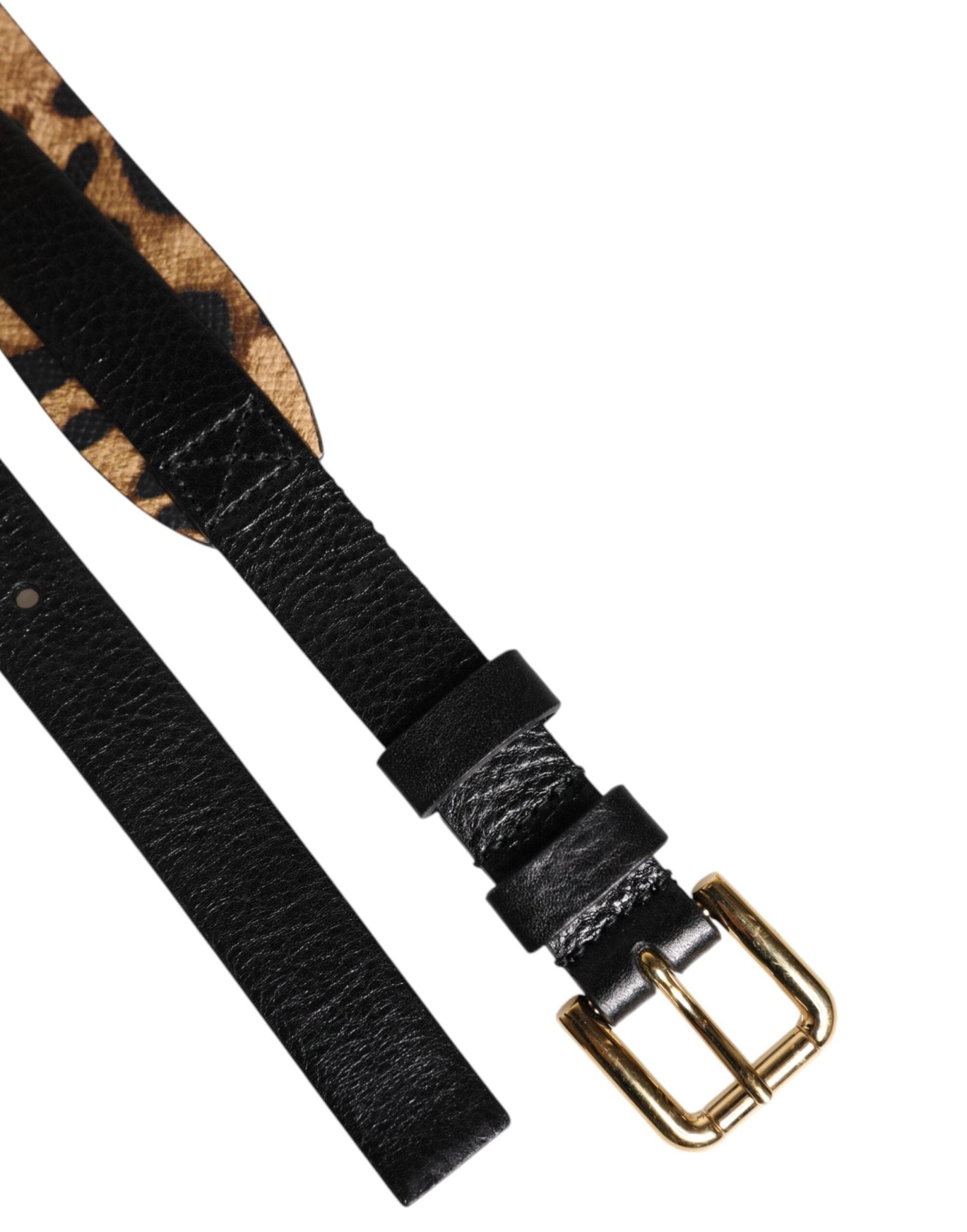 Dolce & Gabbana Black Leopard Classic Gold Metal Buckle Belt - RIMODA