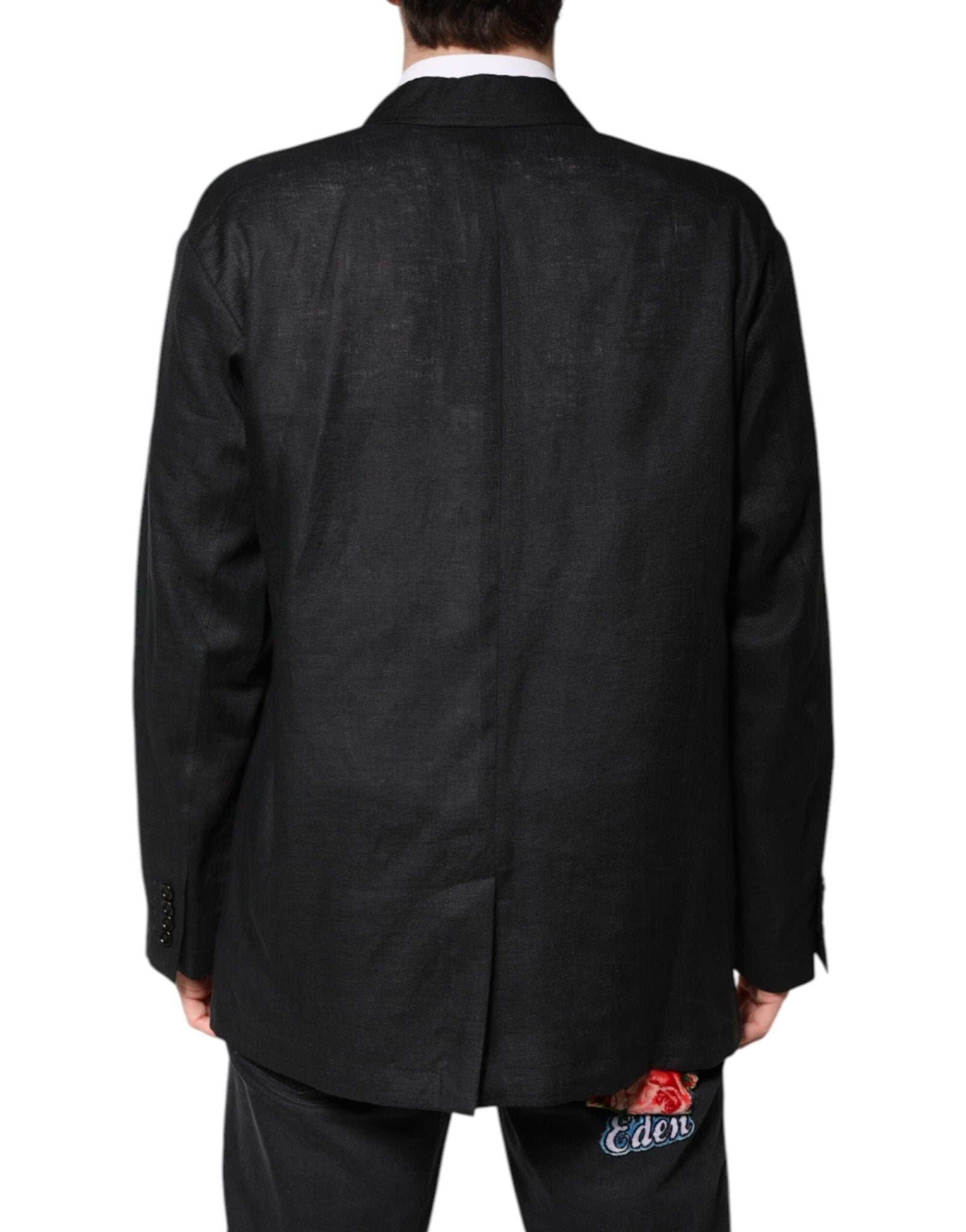 Dolce & Gabbana Black Linen Single Breasted Men Coat Blazer - RIMODA