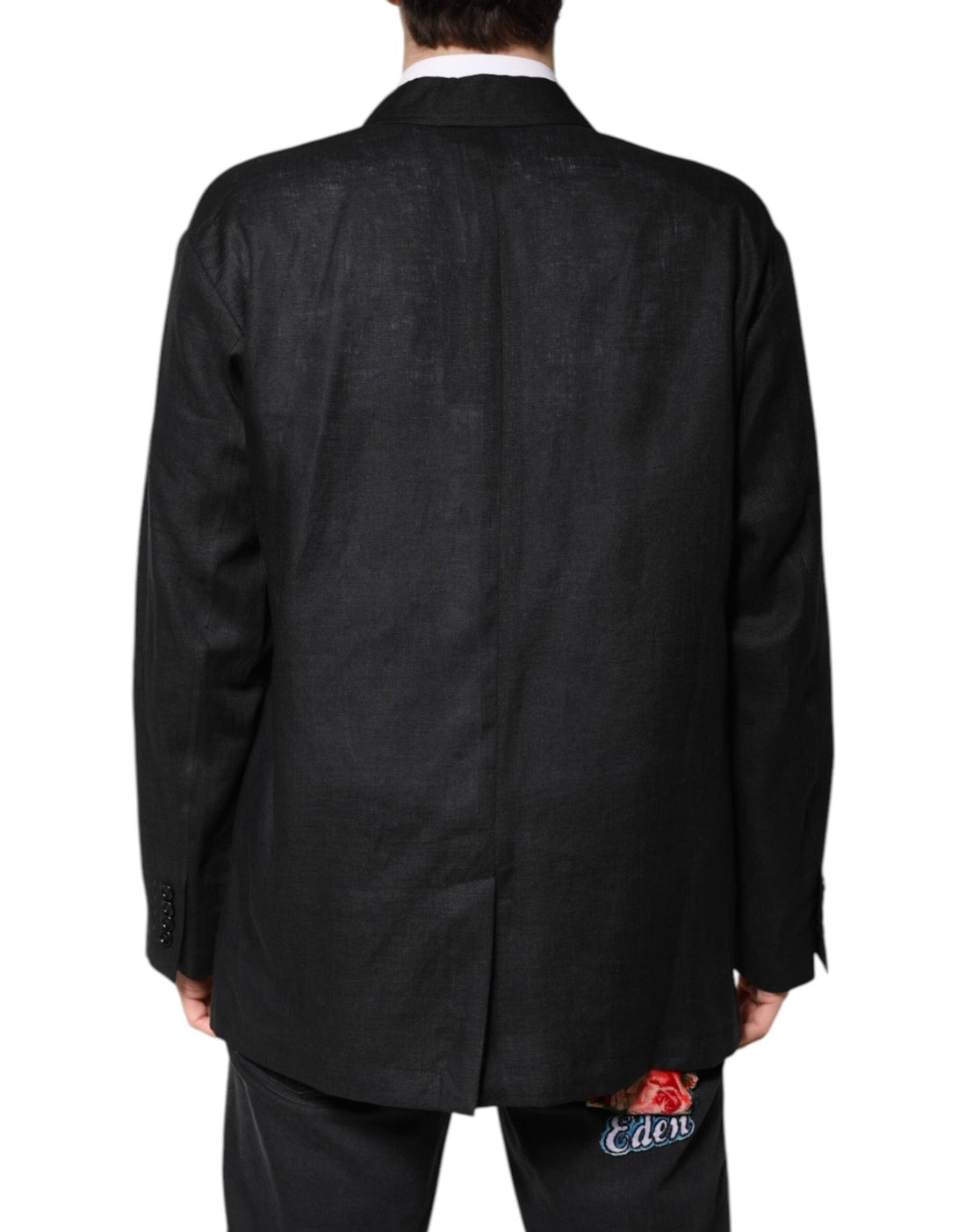 Dolce & Gabbana Black Linen Single Breasted Men Coat Blazer - RIMODA