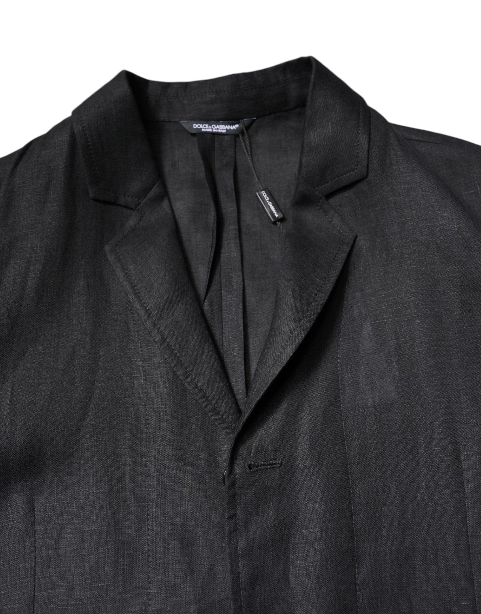 Dolce & Gabbana Black Linen Single Breasted Men Coat Blazer - RIMODA