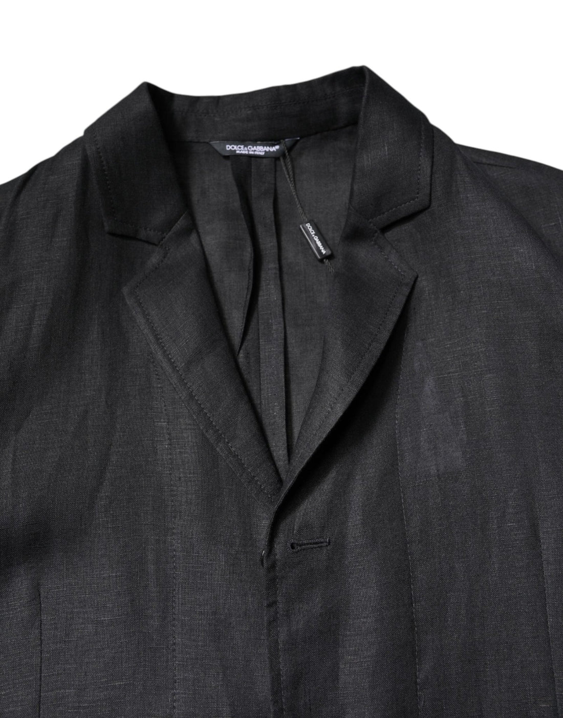 Dolce & Gabbana Black Linen Single Breasted Men Coat Blazer - RIMODA