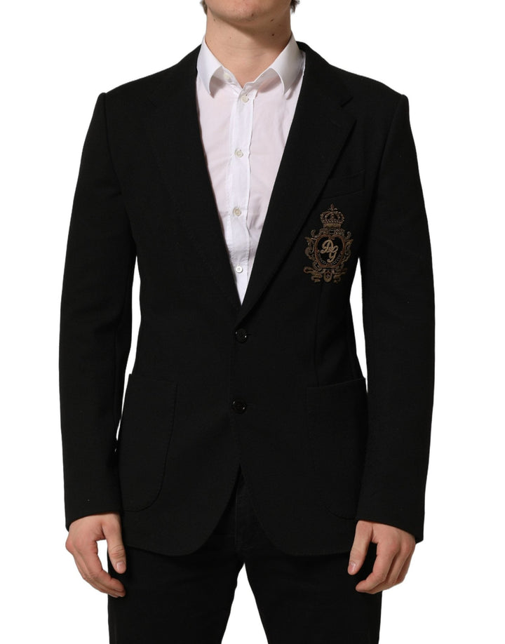Dolce & Gabbana Black Logo Crest SingleBreasted Coat Blazer - RIMODA