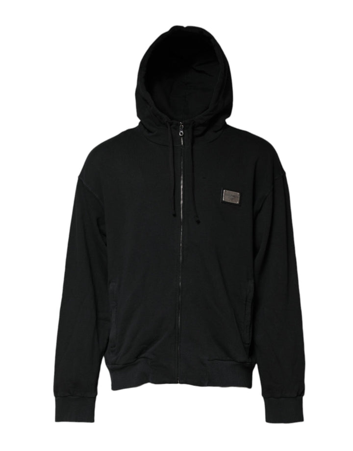 Dolce & Gabbana Black Logo Full Zip Hooded Men Sweatshirt Sweater - RIMODA
