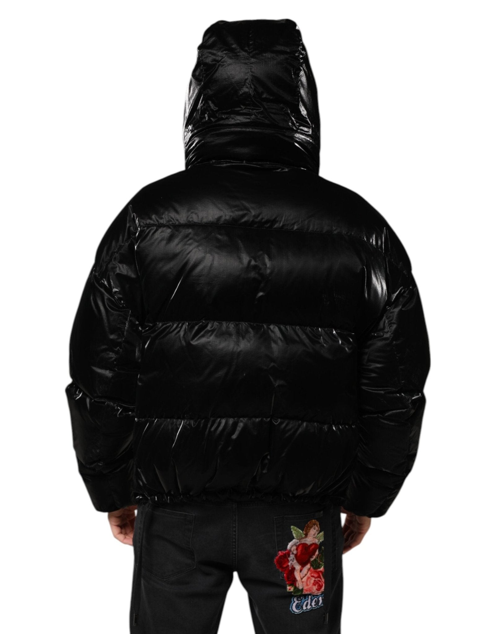 Dolce & Gabbana Black Logo Full Zip Hooded Quilted Jacket - RIMODA