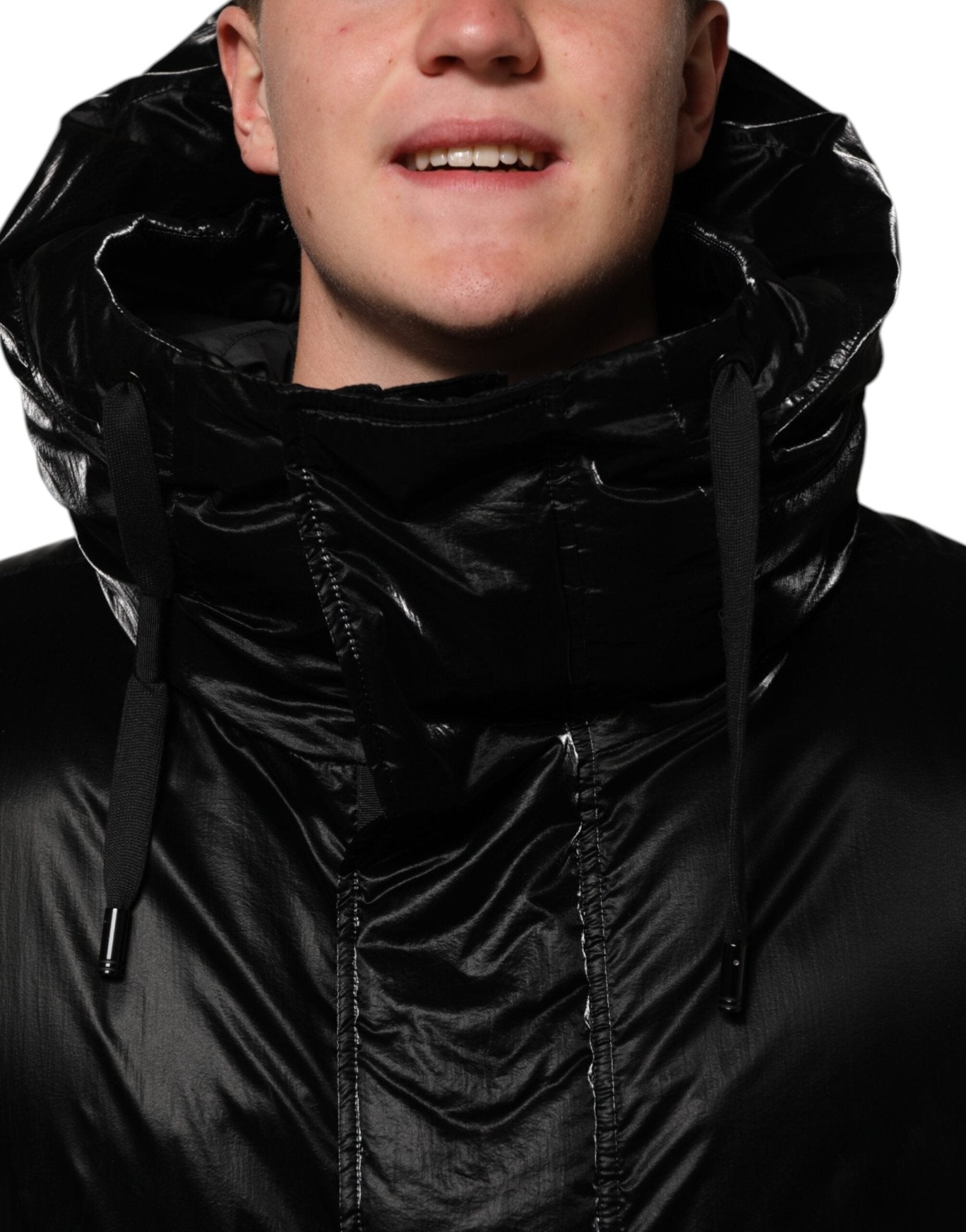 Dolce & Gabbana Black Logo Full Zip Hooded Quilted Jacket - RIMODA