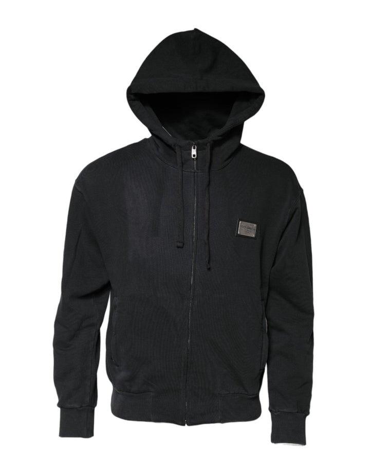 Dolce & Gabbana Black Logo FullZip Hooded Sweatshirt Sweater - RIMODA