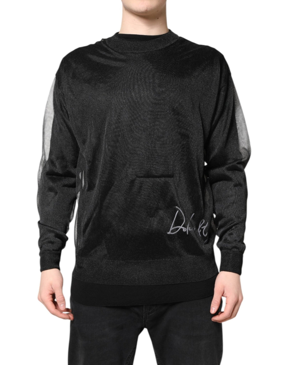 Dolce & Gabbana Black Logo Knitted Crewneck Pullover Sweater - RIMODA