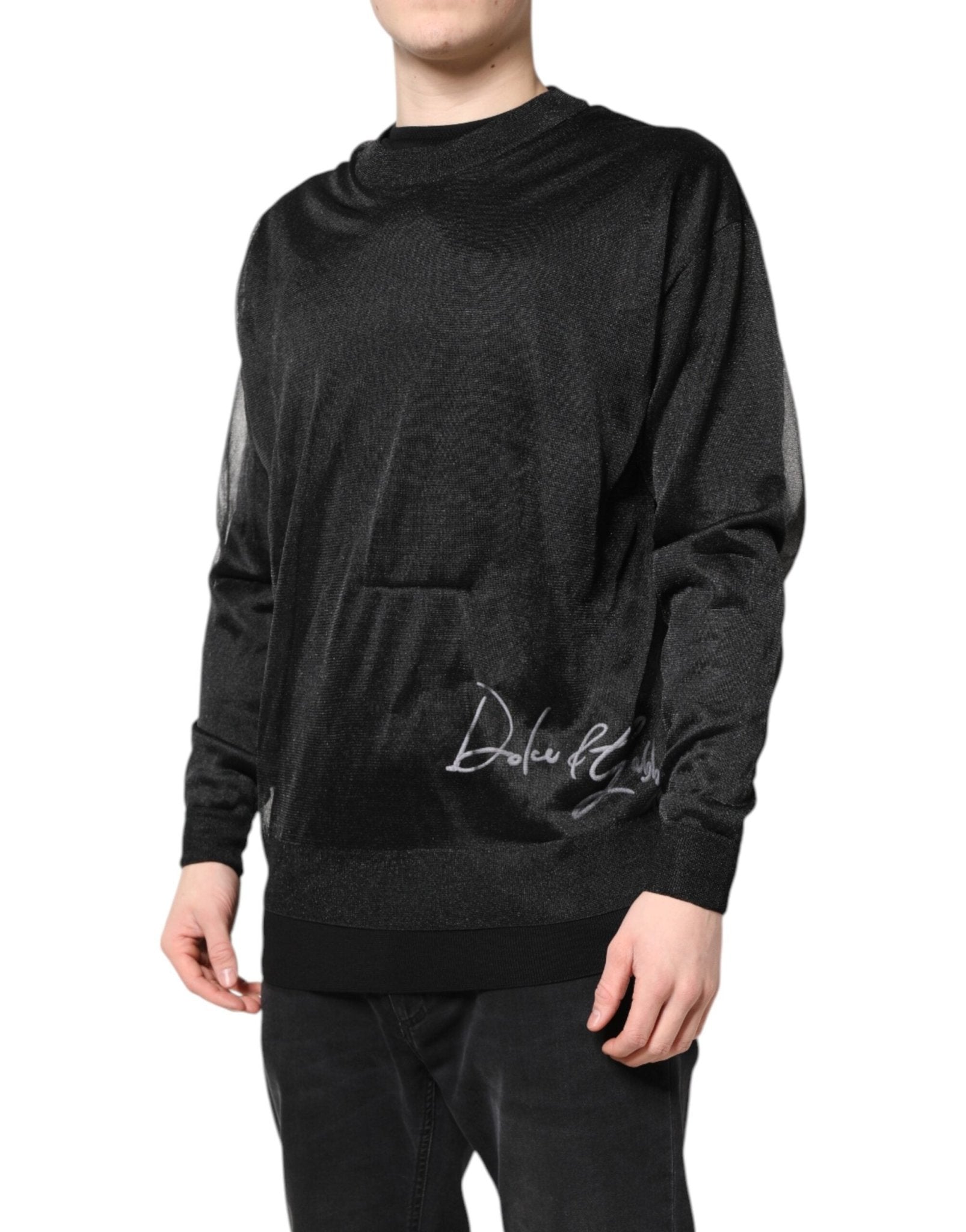 Dolce & Gabbana Black Logo Knitted Crewneck Pullover Sweater - RIMODA
