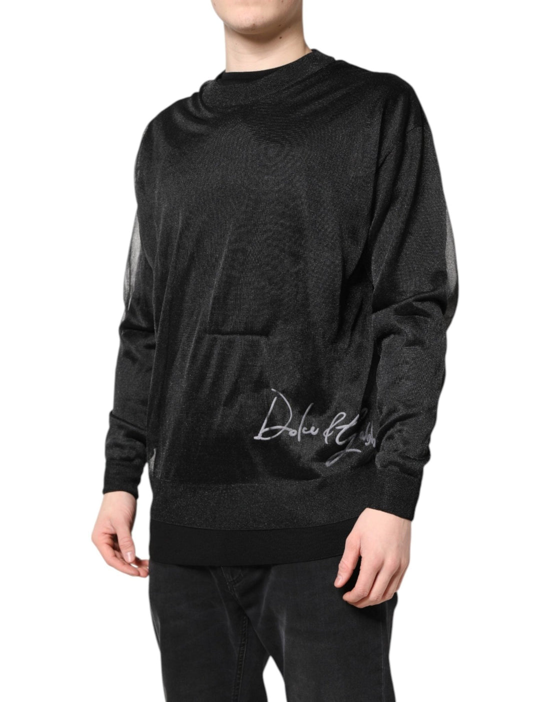 Dolce & Gabbana Black Logo Knitted Crewneck Pullover Sweater - RIMODA