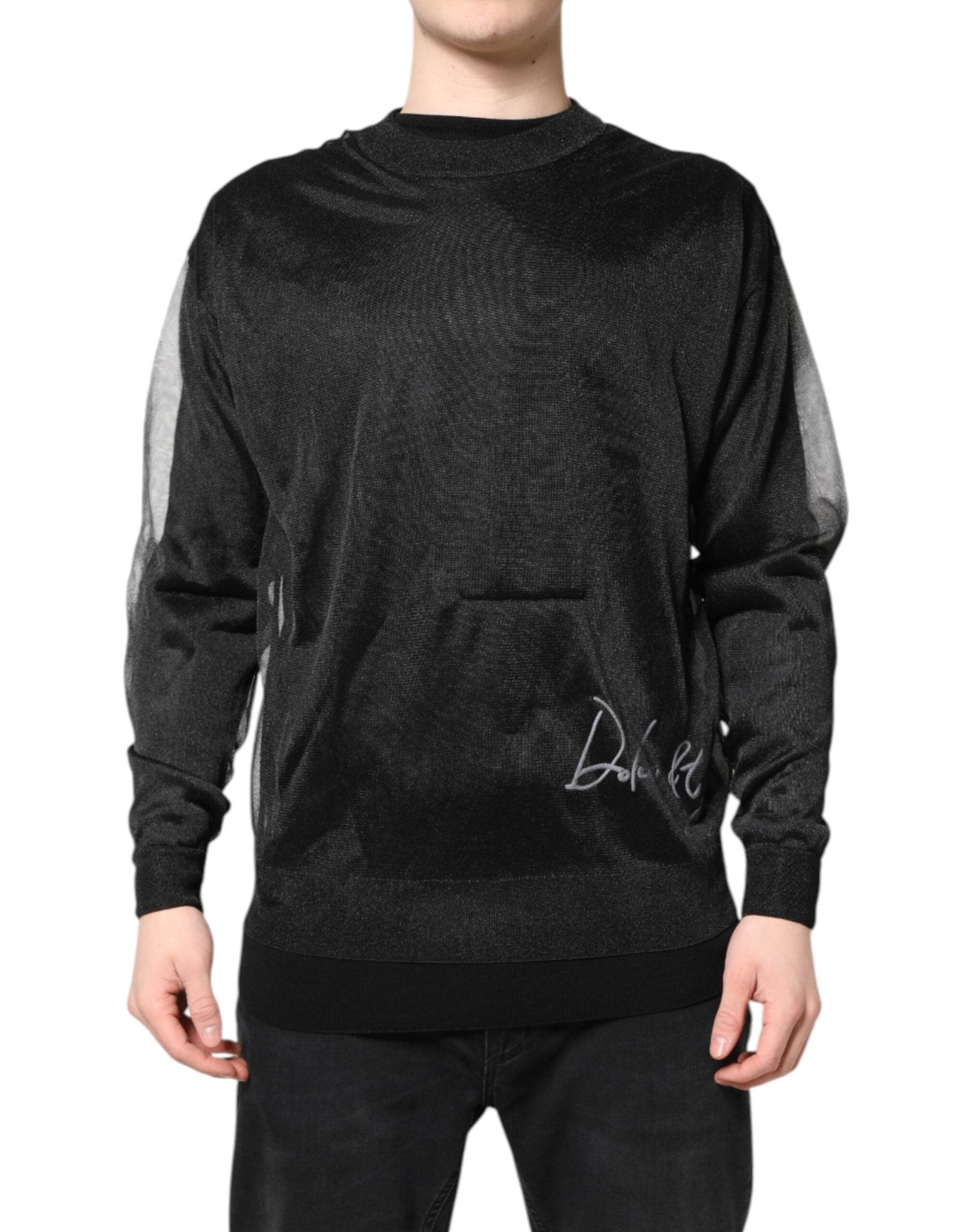 Dolce & Gabbana Black Logo Knitted Crewneck Pullover Sweater - RIMODA