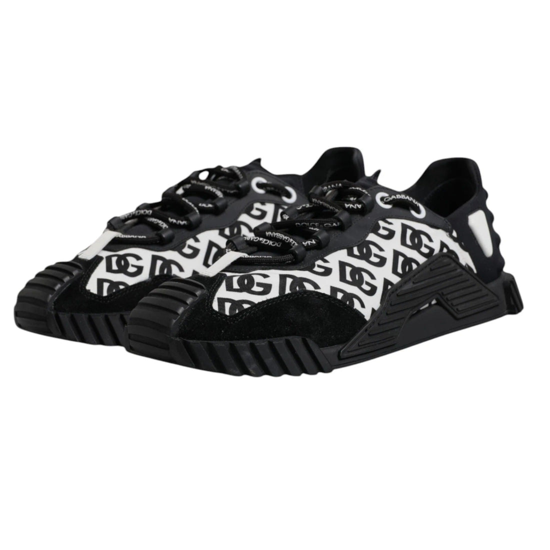 Dolce & Gabbana Black Logo Lace Up Low Top NS1 Sneakers - RIMODA