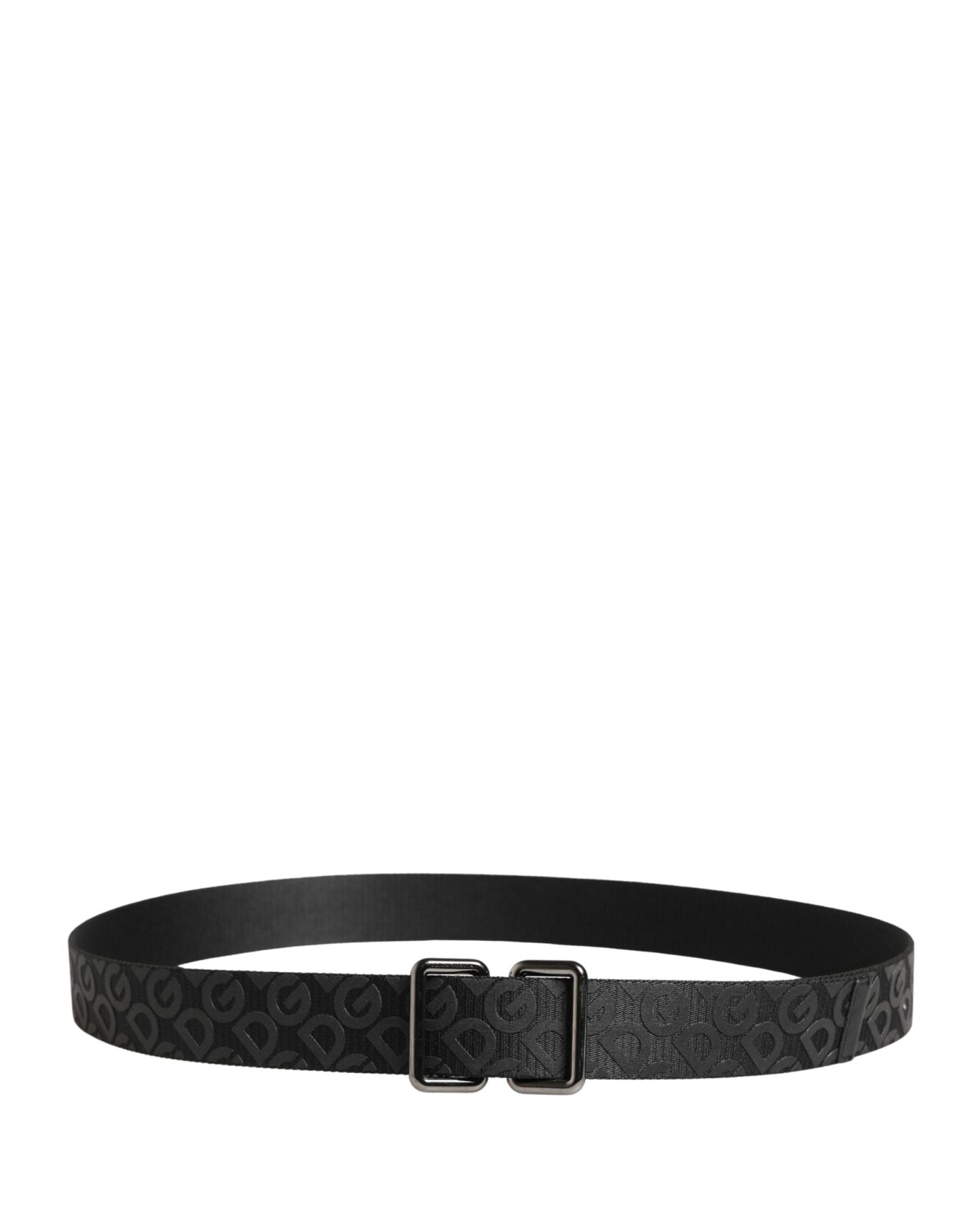 Dolce & Gabbana Black Logo Monogram Silver Metal Buckle Belt - RIMODA