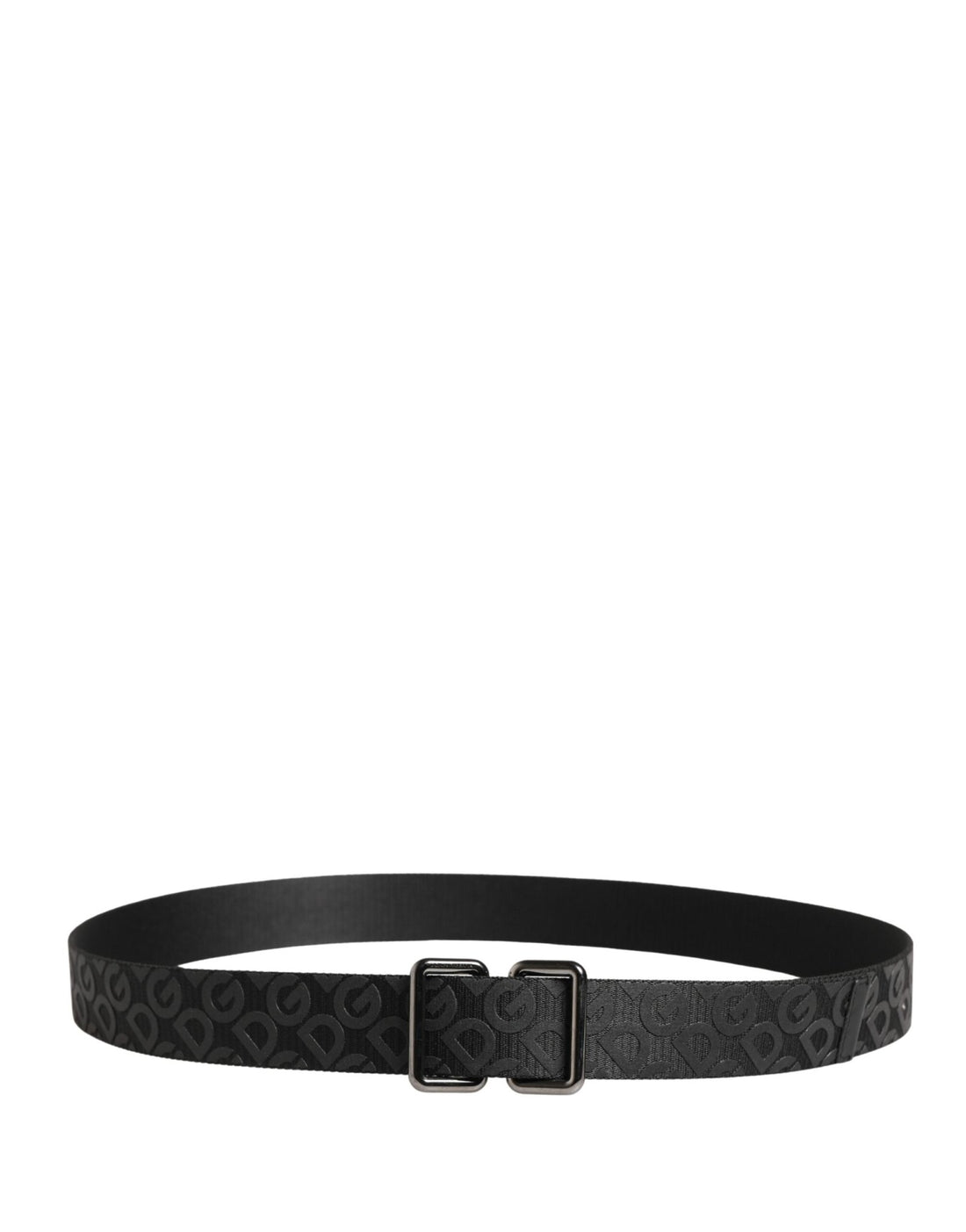 Dolce & Gabbana Black Logo Monogram Silver Metal Buckle Belt - RIMODA
