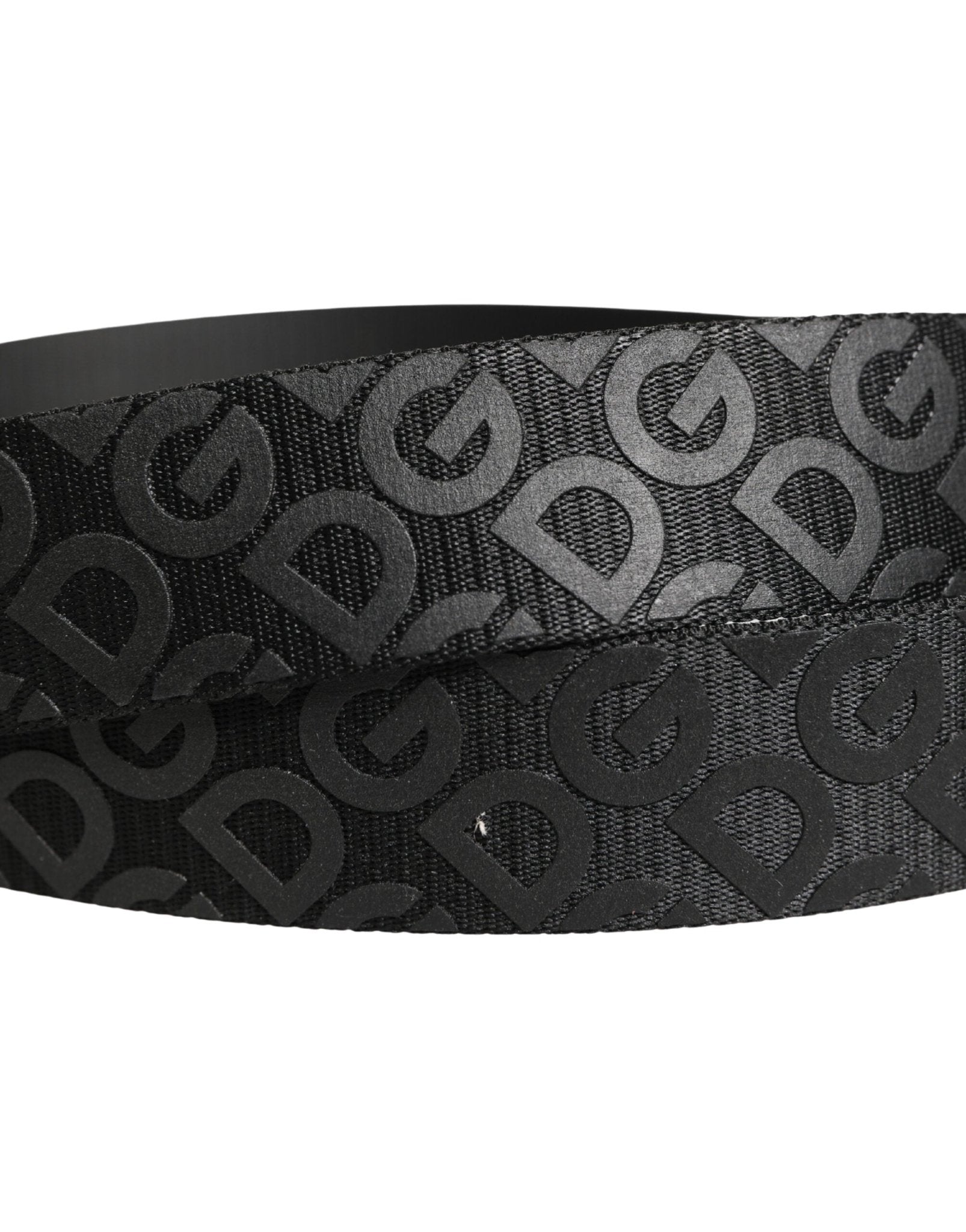 Dolce & Gabbana Black Logo Monogram Silver Metal Buckle Belt - RIMODA
