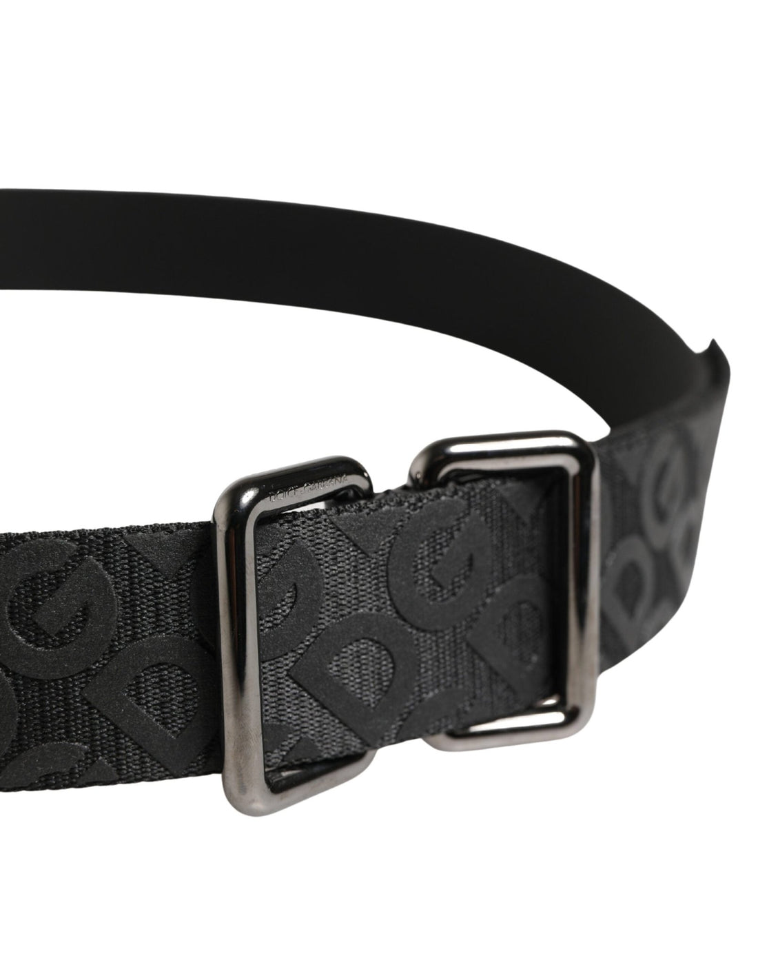 Dolce & Gabbana Black Logo Monogram Silver Metal Buckle Belt - RIMODA