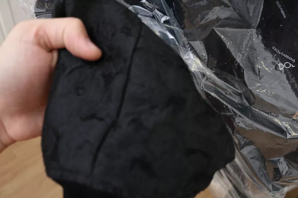 Dolce & Gabbana Black Logo Patch Brocade Bomber Full Zip Jacket - RIMODA