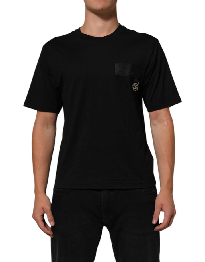 Dolce & Gabbana Black Logo Plaque Cotton Crew Neck T-shirt - RIMODA