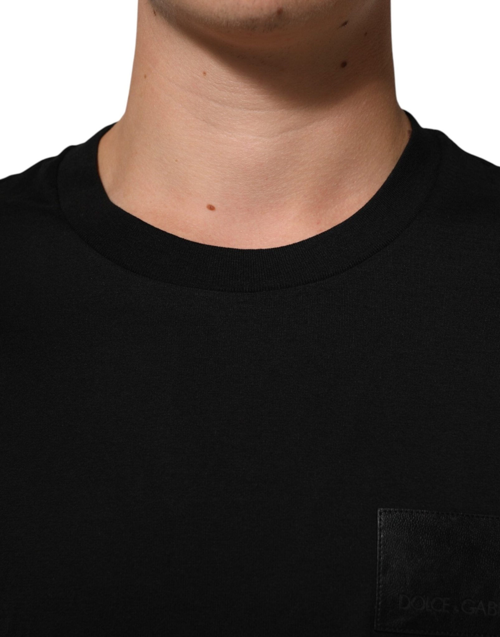 Dolce & Gabbana Black Logo Plaque Cotton Crew Neck T-shirt - RIMODA