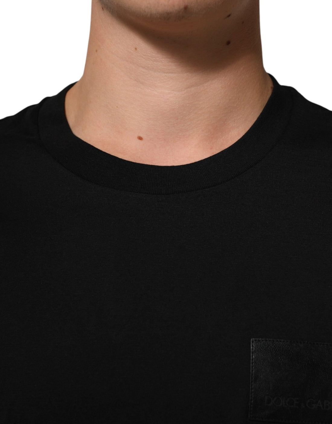 Dolce & Gabbana Black Logo Plaque Cotton Crew Neck T-shirt - RIMODA