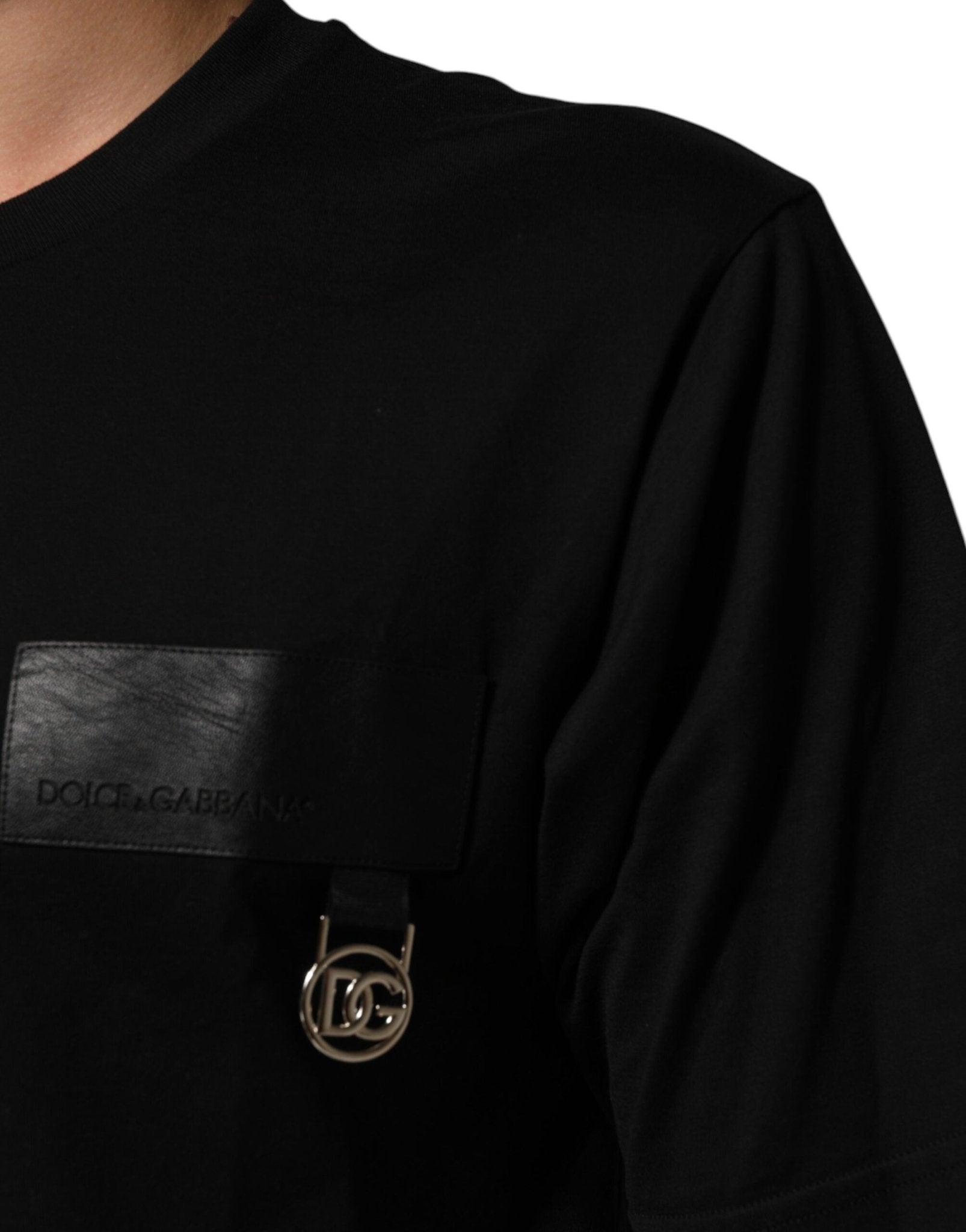 Dolce & Gabbana Black Logo Plaque Cotton Crew Neck T-shirt - RIMODA