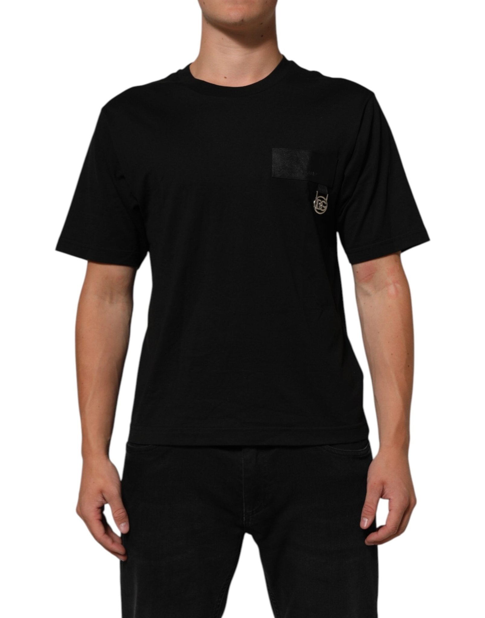 Dolce & Gabbana Black Logo Plaque Cotton Crew Neck T-shirt - RIMODA