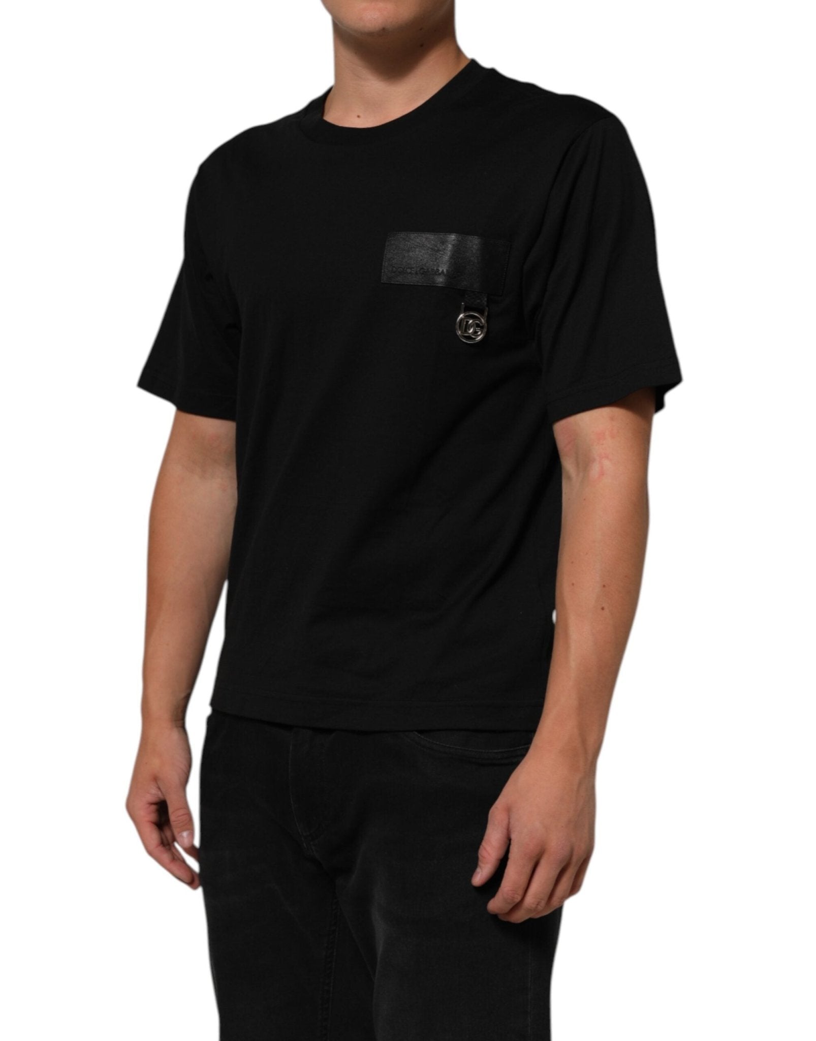 Dolce & Gabbana Black Logo Plaque Cotton Crew Neck T-shirt - RIMODA