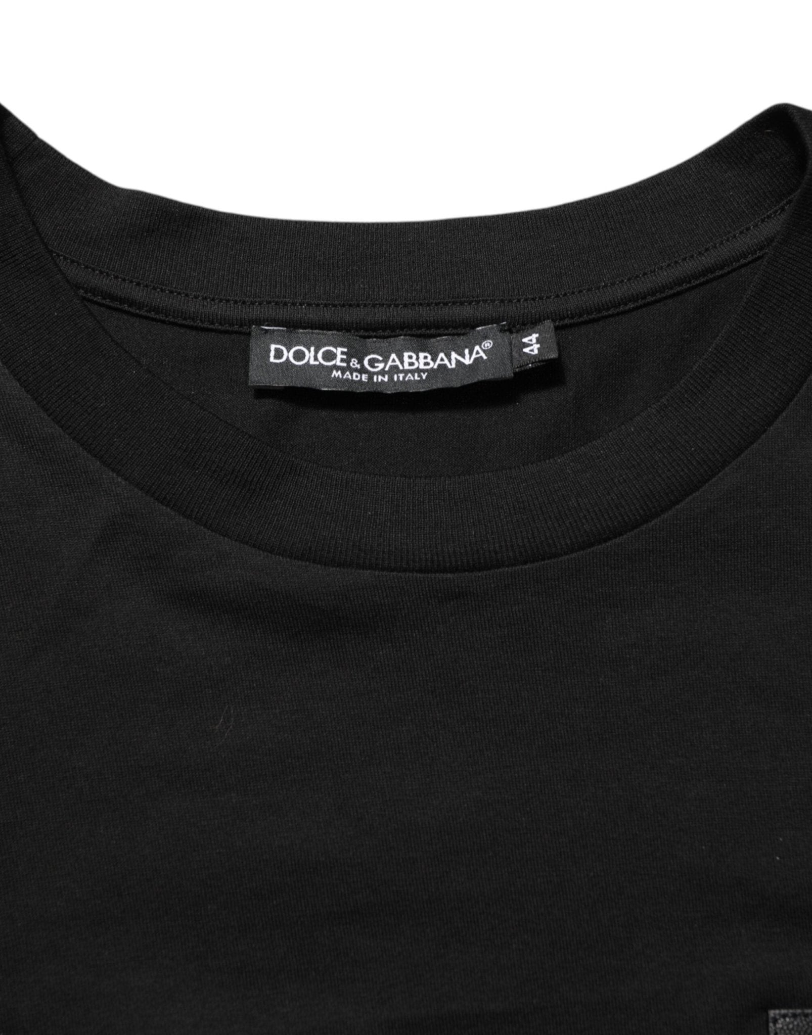 Dolce & Gabbana Black Logo Plaque Cotton Crew Neck T-shirt - RIMODA