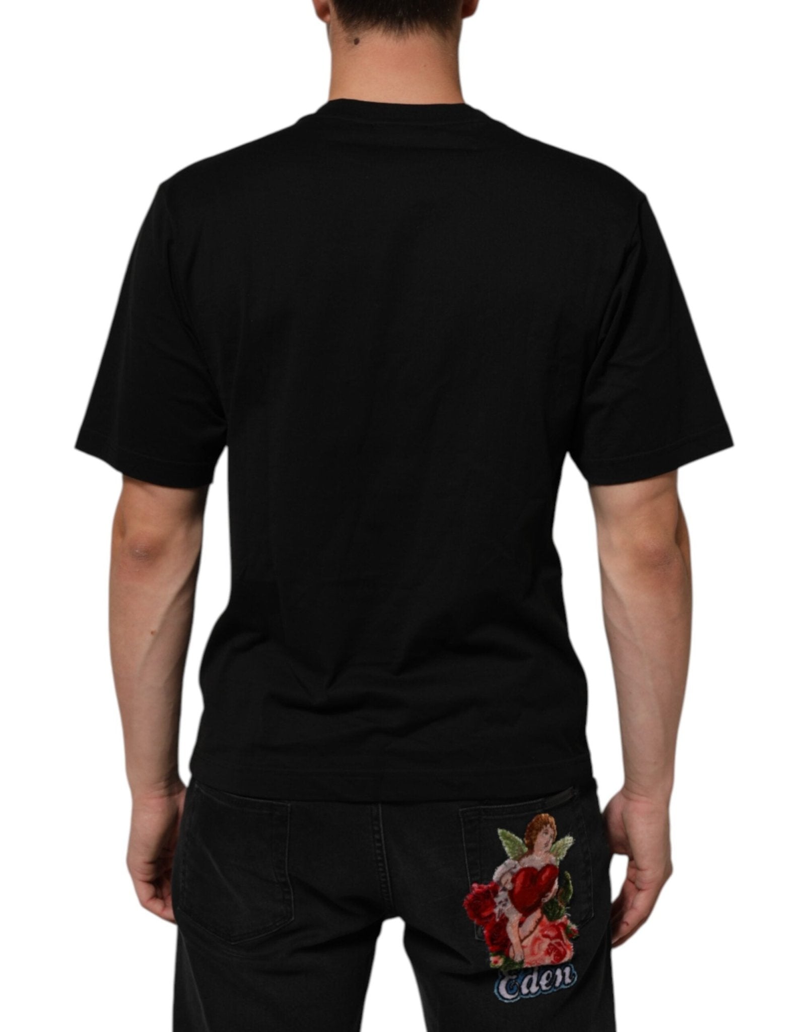 Dolce & Gabbana Black Logo Plaque Cotton Crew Neck T-shirt - RIMODA