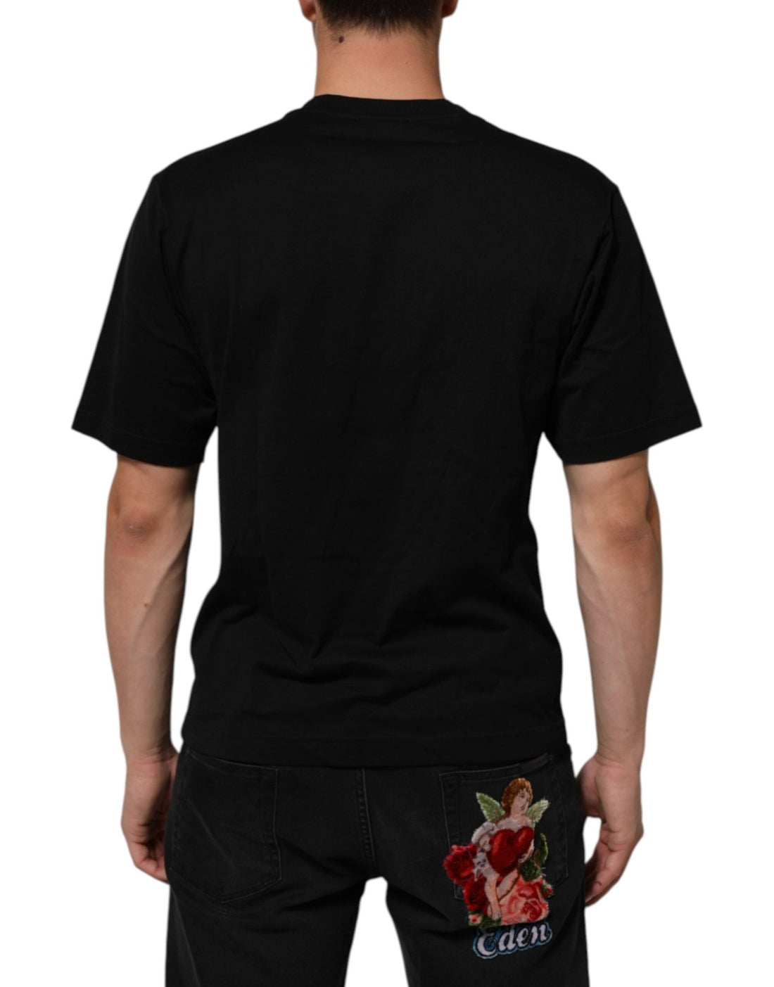Dolce & Gabbana Black Logo Plaque Cotton Crew Neck T-shirt - RIMODA