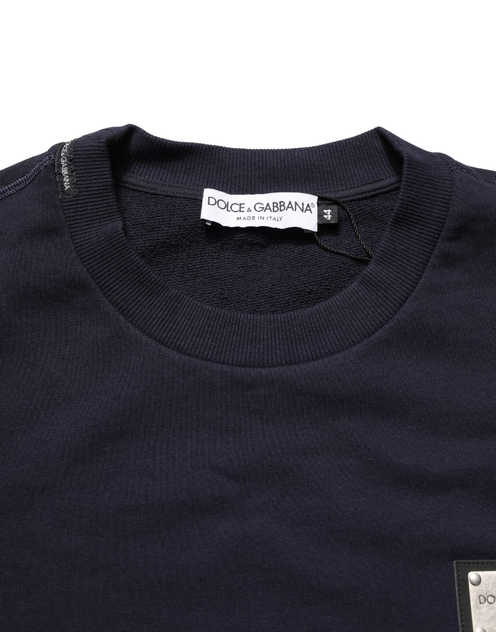 Dolce & Gabbana Black Logo Plaque Jersey Sweatshirt Cotton Sweater - RIMODA