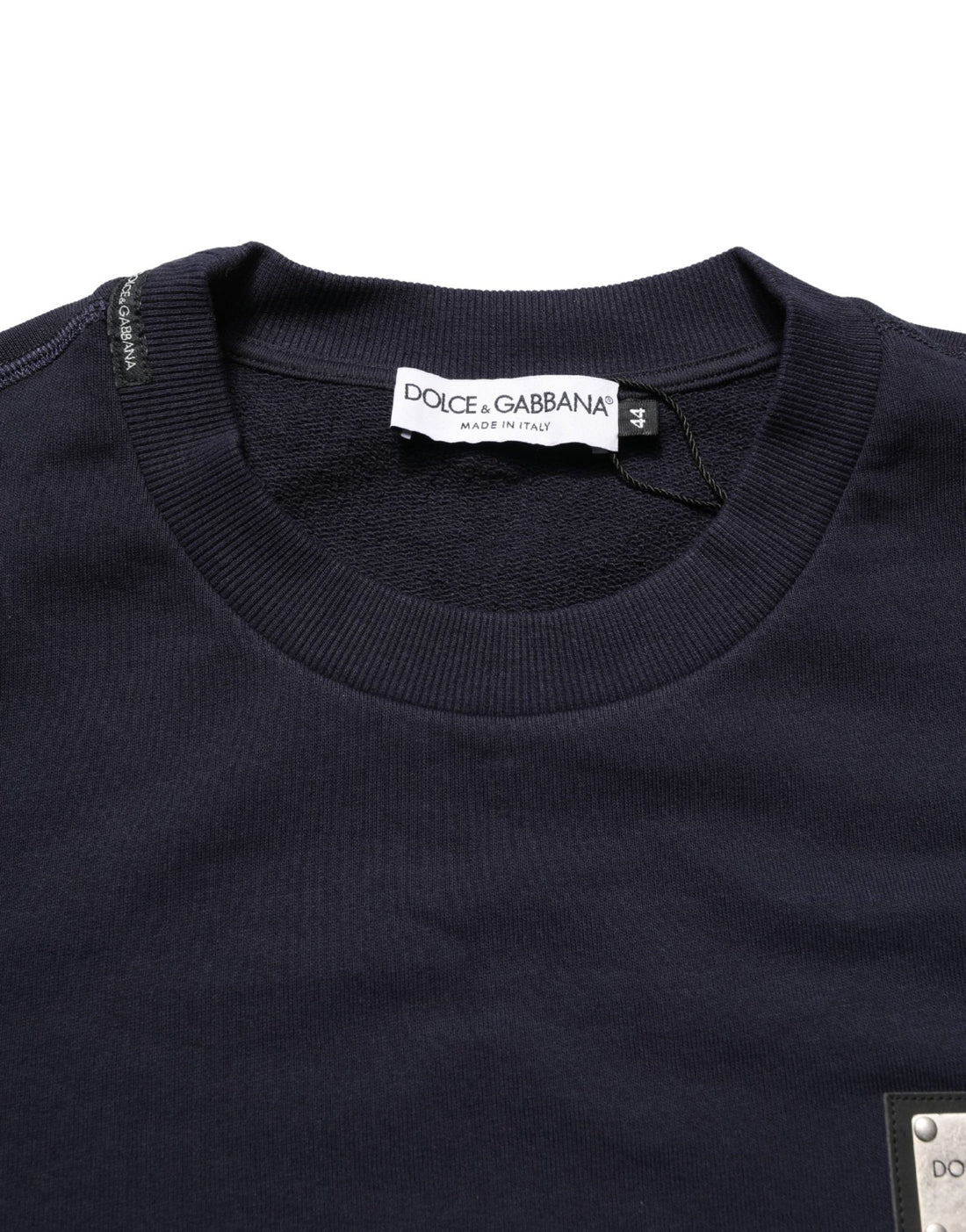 Dolce & Gabbana Black Logo Plaque Jersey Sweatshirt Cotton Sweater - RIMODA
