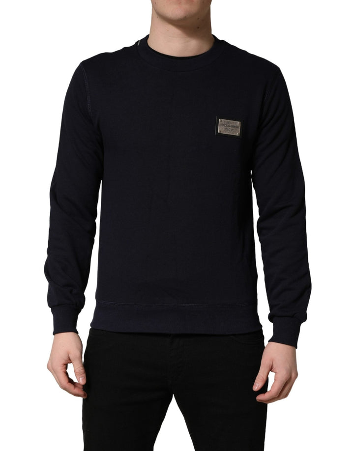 Dolce & Gabbana Black Logo Plaque Jersey Sweatshirt Cotton Sweater - RIMODA