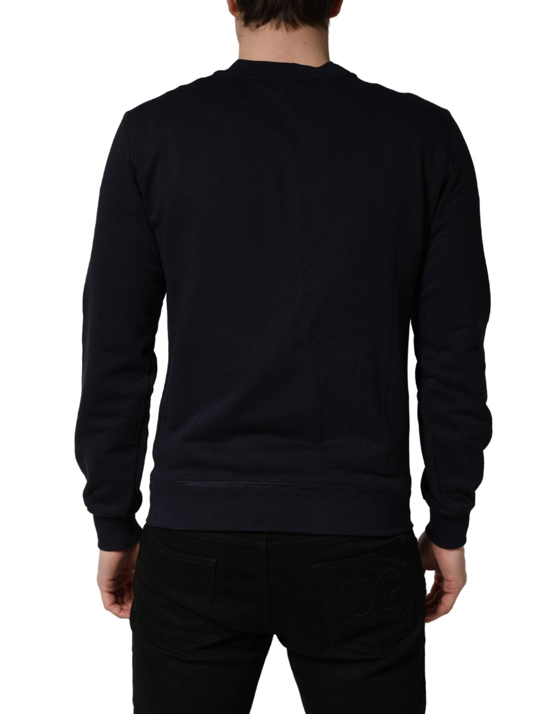 Dolce & Gabbana Black Logo Plaque Jersey Sweatshirt Cotton Sweater - RIMODA