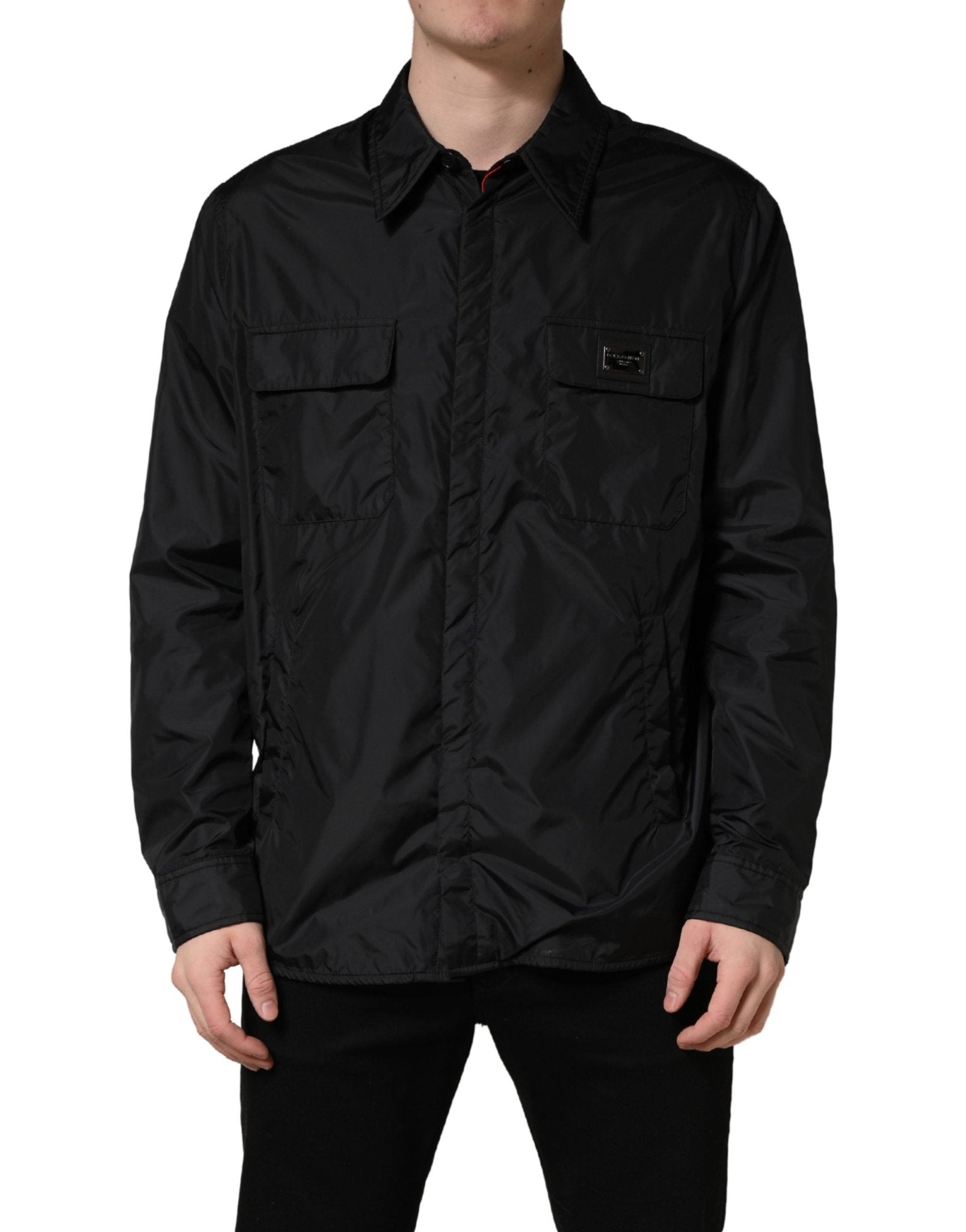 Dolce & Gabbana Black Logo Plaque Long Sleeves Shirt Jacket - RIMODA