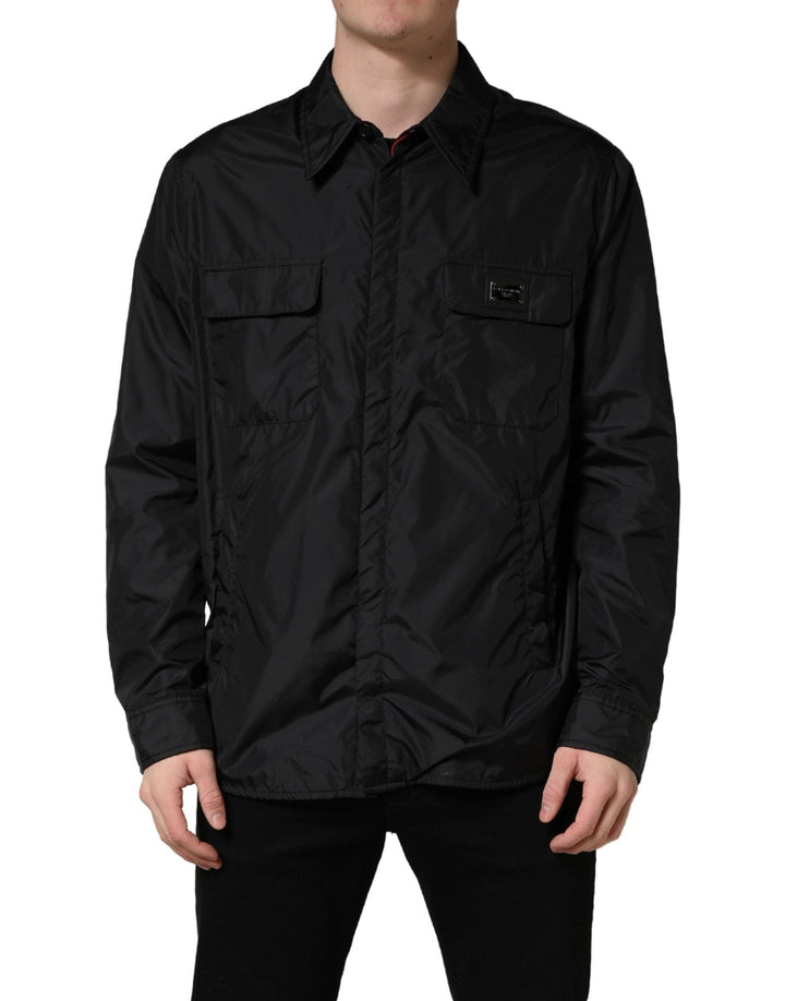 Dolce & Gabbana Black Logo Plaque Long Sleeves Shirt Jacket - RIMODA