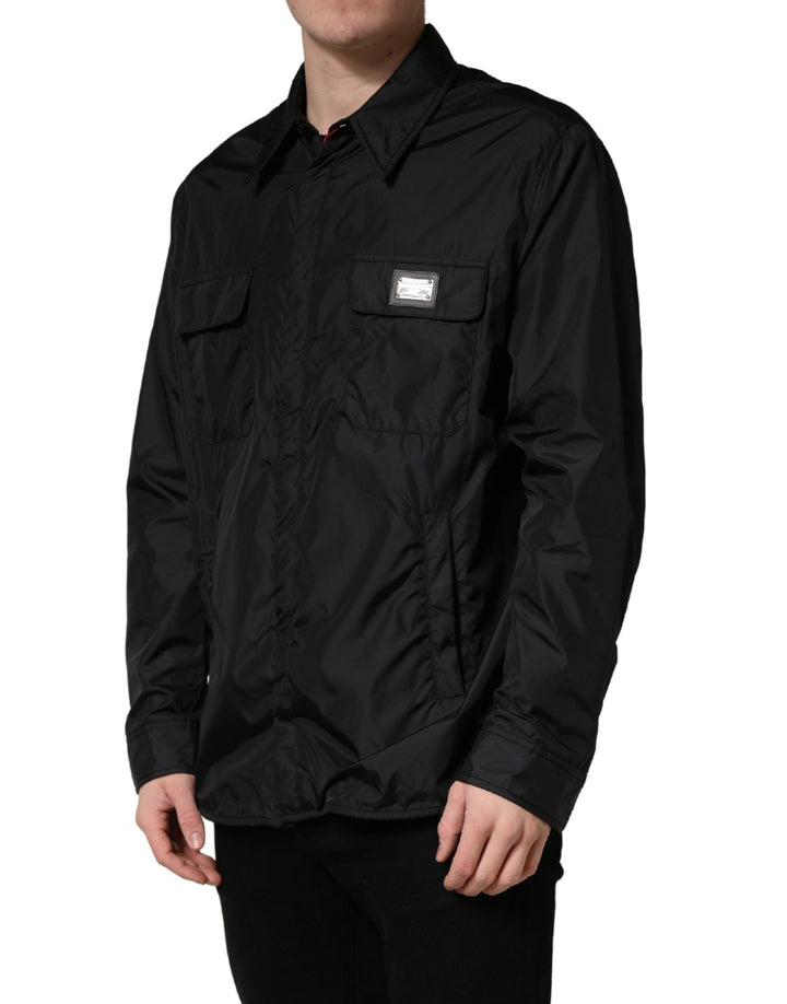Dolce & Gabbana Black Logo Plaque Long Sleeves Shirt Jacket - RIMODA
