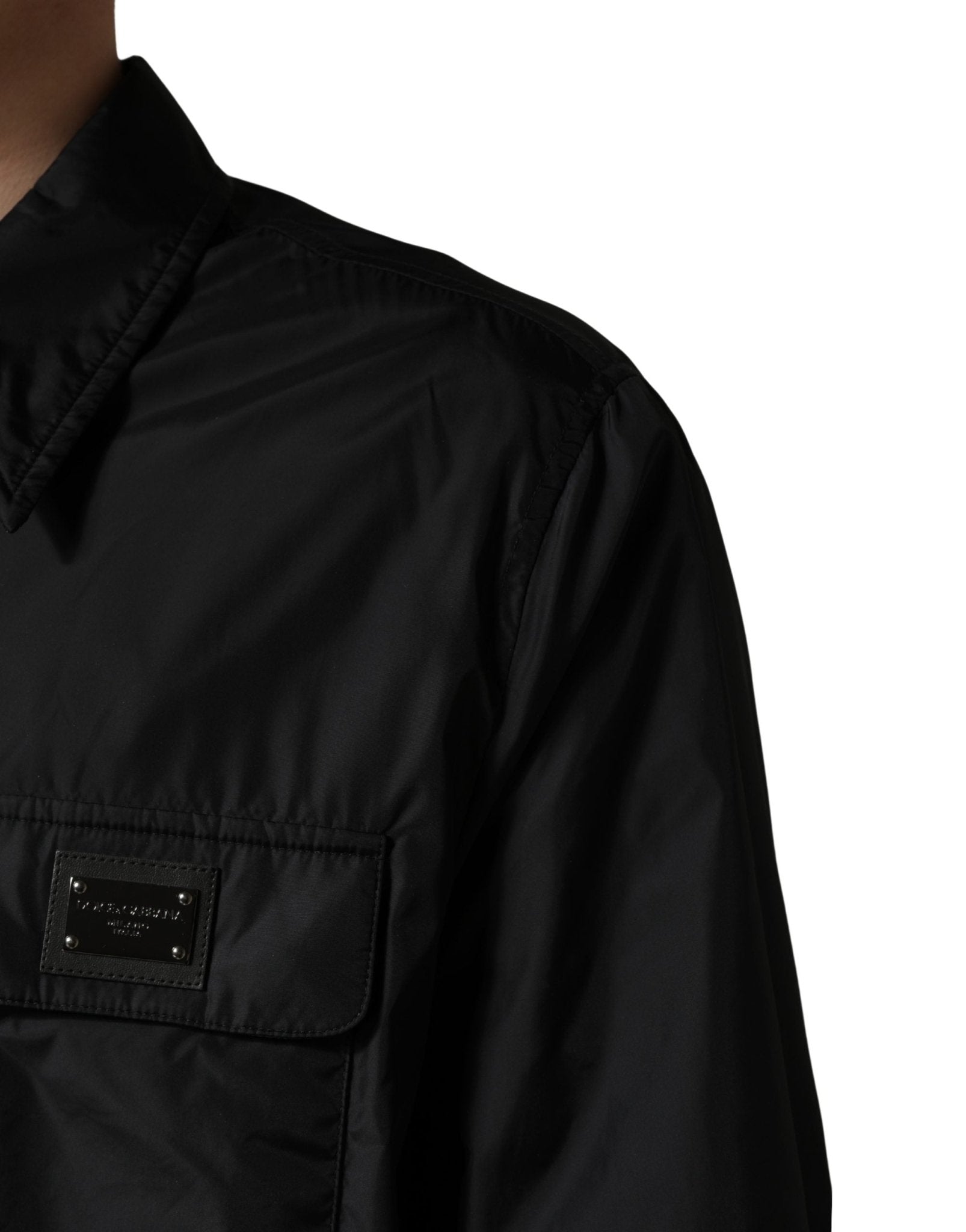 Dolce & Gabbana Black Logo Plaque Long Sleeves Shirt Jacket - RIMODA
