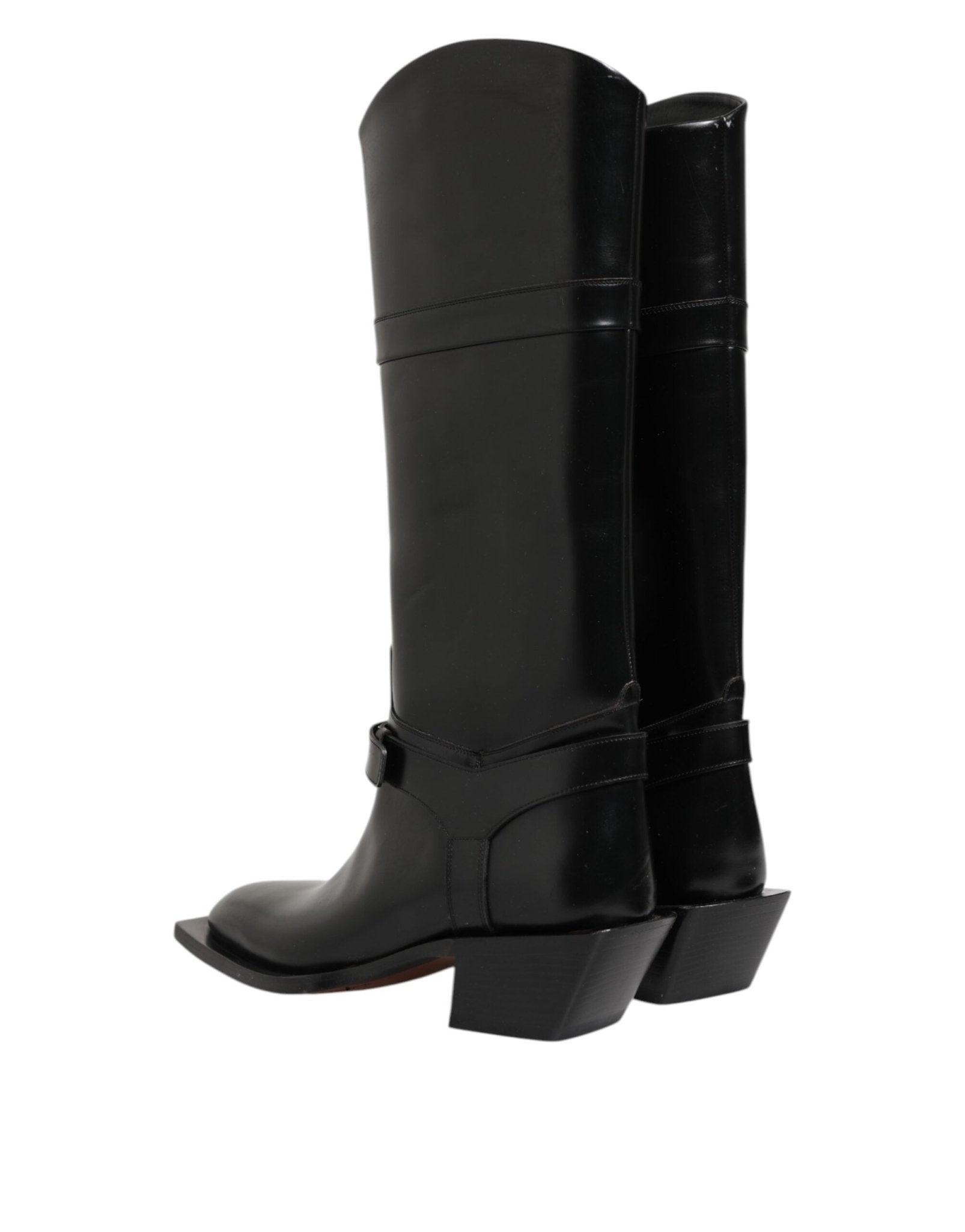 Dolce & Gabbana Black Logo Plaque Over The Calf Boots Shoes - RIMODA