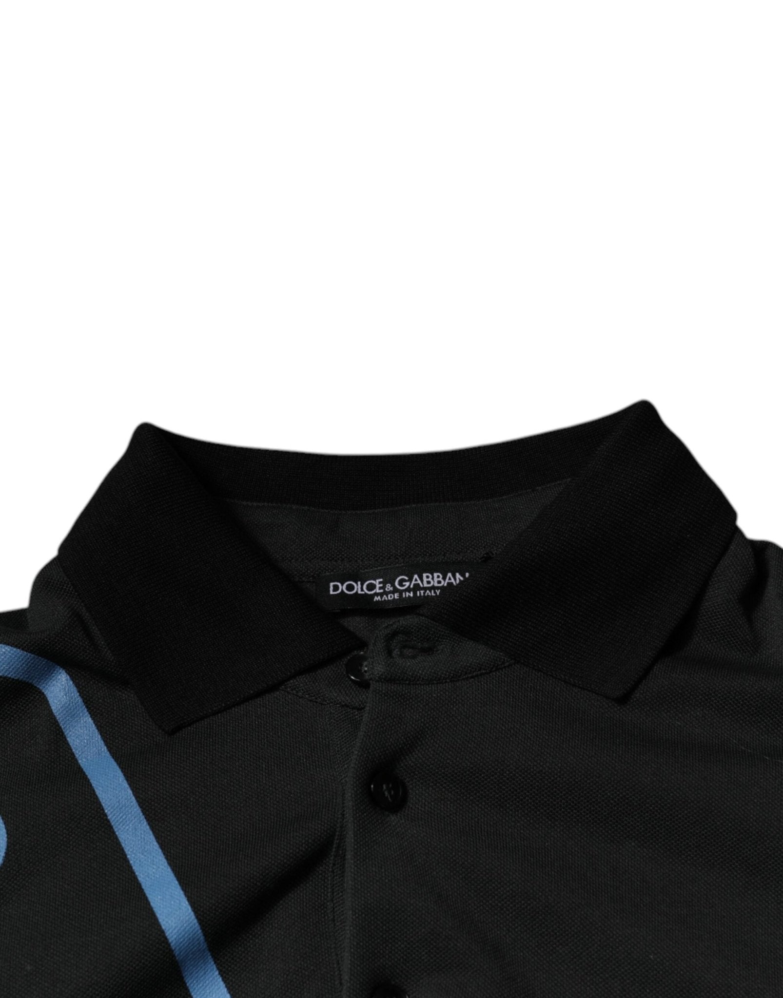 Dolce & Gabbana Black Logo Print Collared Cotton Polo T-shirt - RIMODA