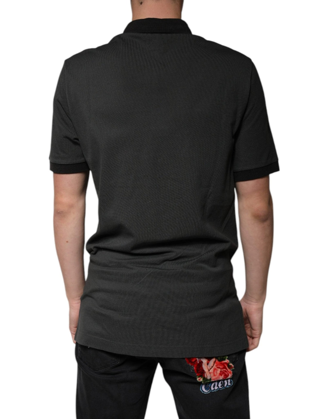 Dolce & Gabbana Black Logo Print Collared Cotton Polo T-shirt - RIMODA