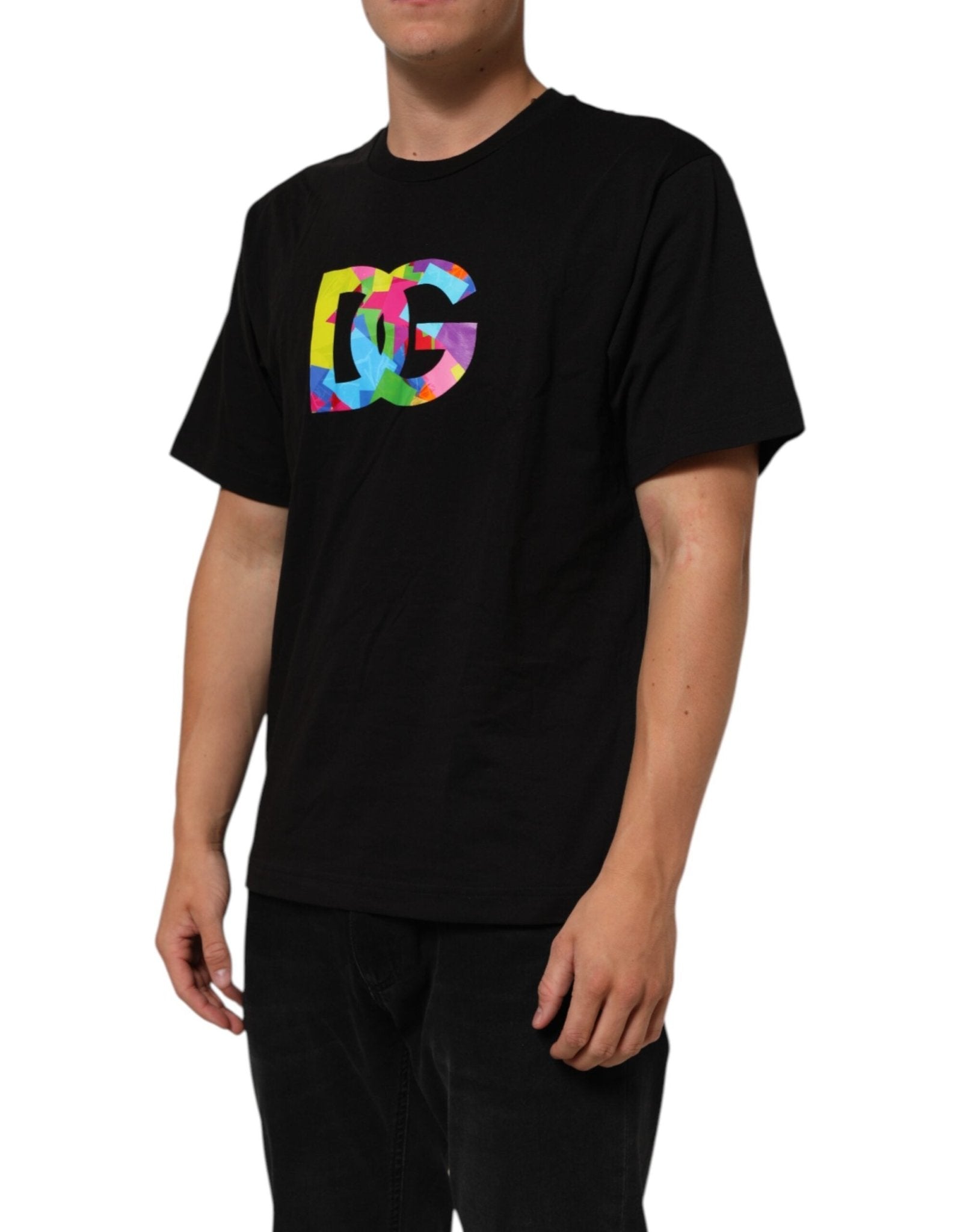 Dolce & Gabbana Black Logo Print Cotton Crew Neck T-shirt - RIMODA